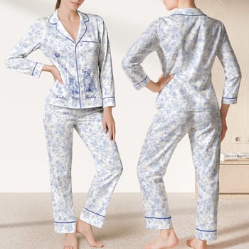 Dog Lover Toile De Jouy Vintage French Style Dog Mom - Personalized Satin Pajama Set
