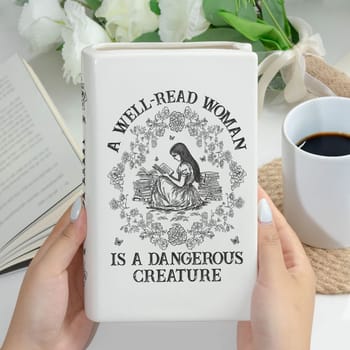 A Well-Read Woman Is A Dangerous Creature - Personalized Ceramic Book Vase