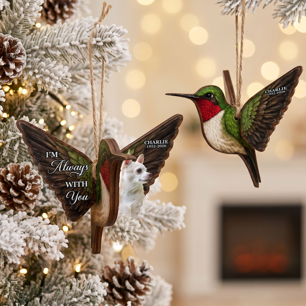 Always With You Memorial Custom Photo Caridnal Bird Humming Bird Butterfly - Personalized Ornament