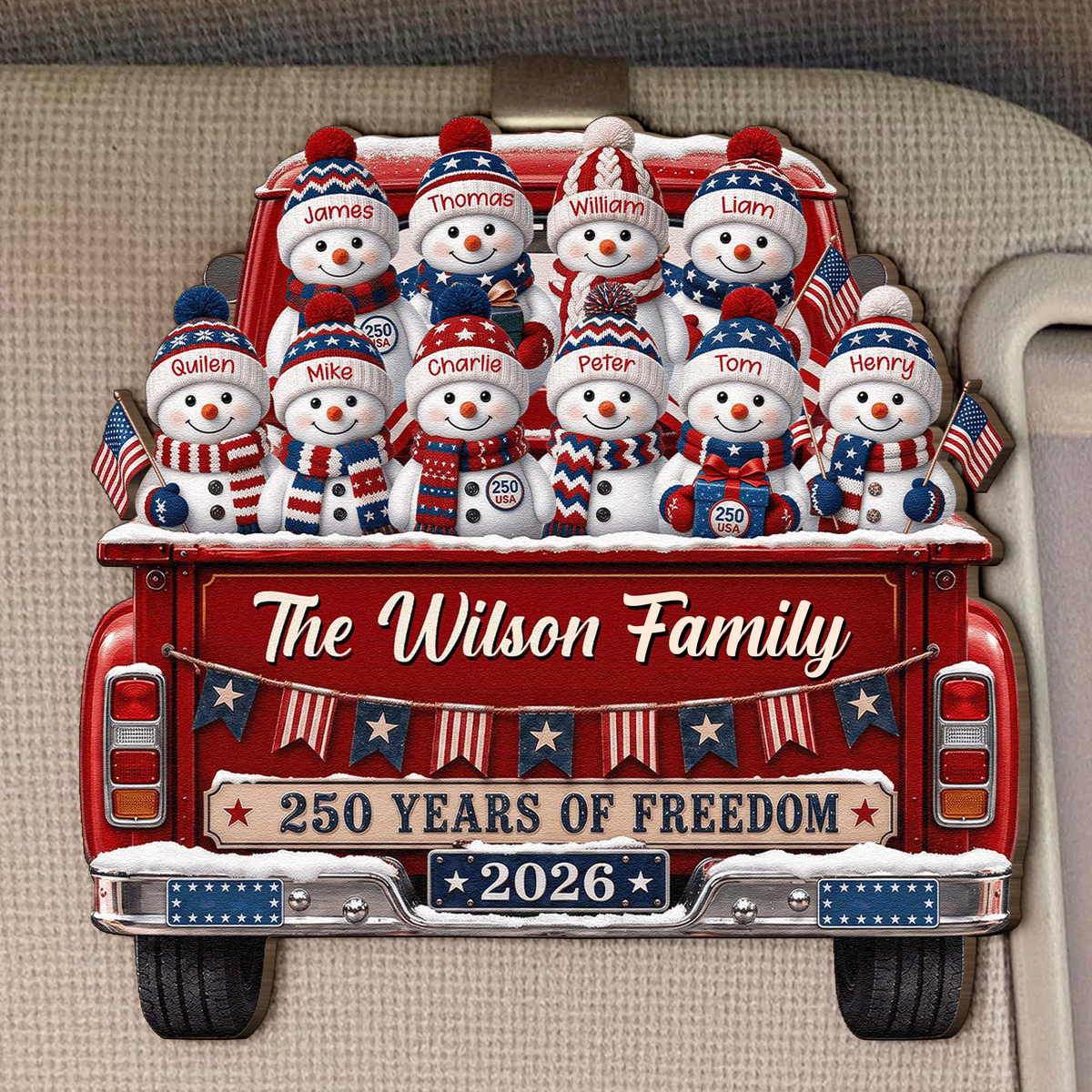 America 250Th Anniversary Christmas - Personalized Car Visor Clip