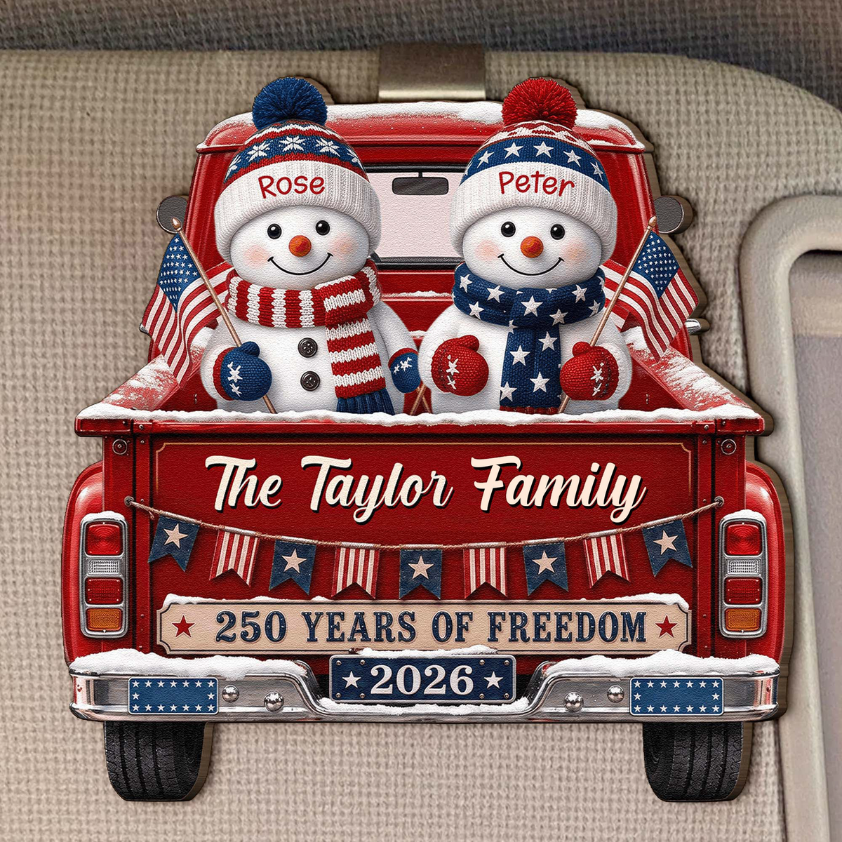 America 250Th Anniversary Christmas - Personalized Car Visor Clip
