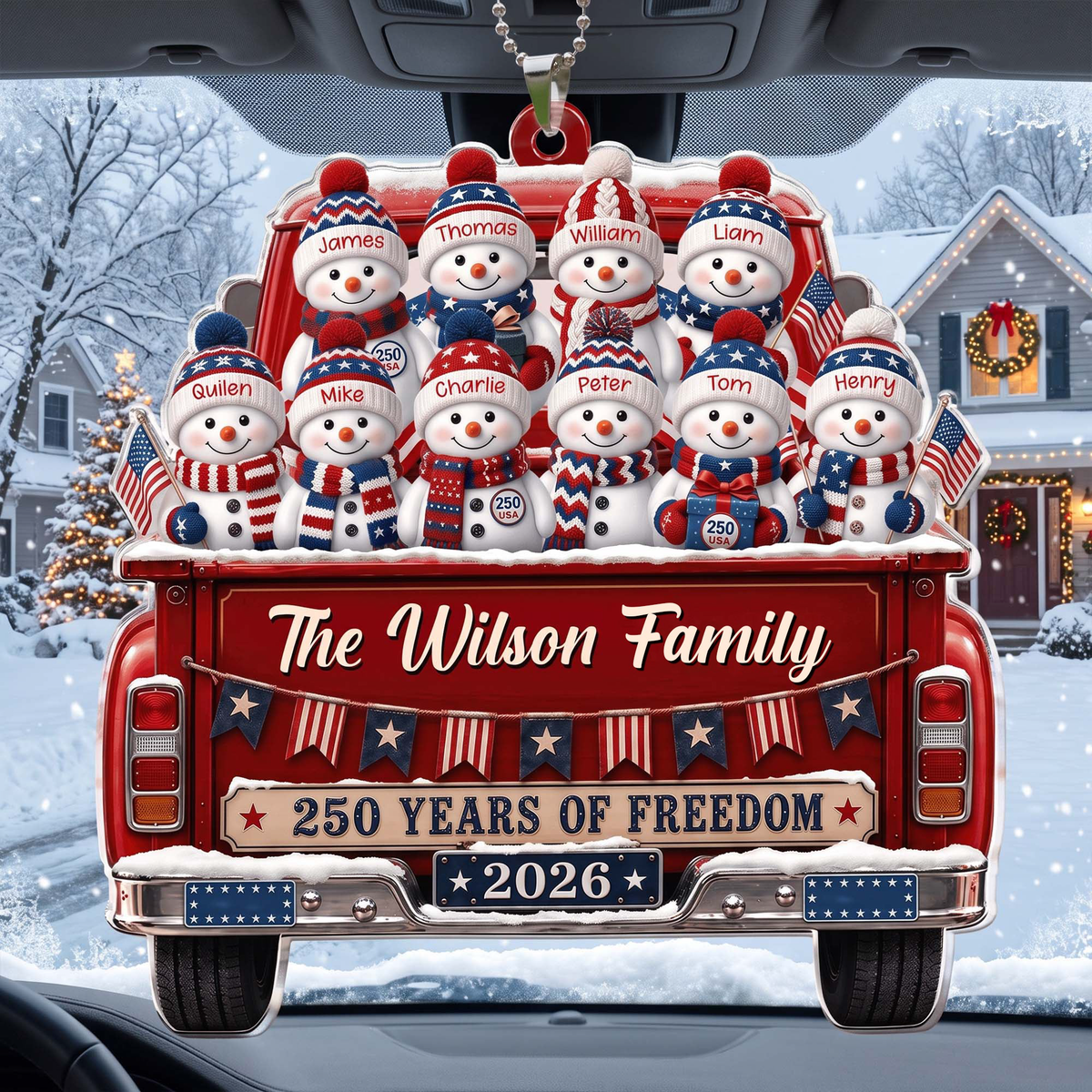 America 250Th Anniversary Christmas - Personalized Rear View Mirror Accessory