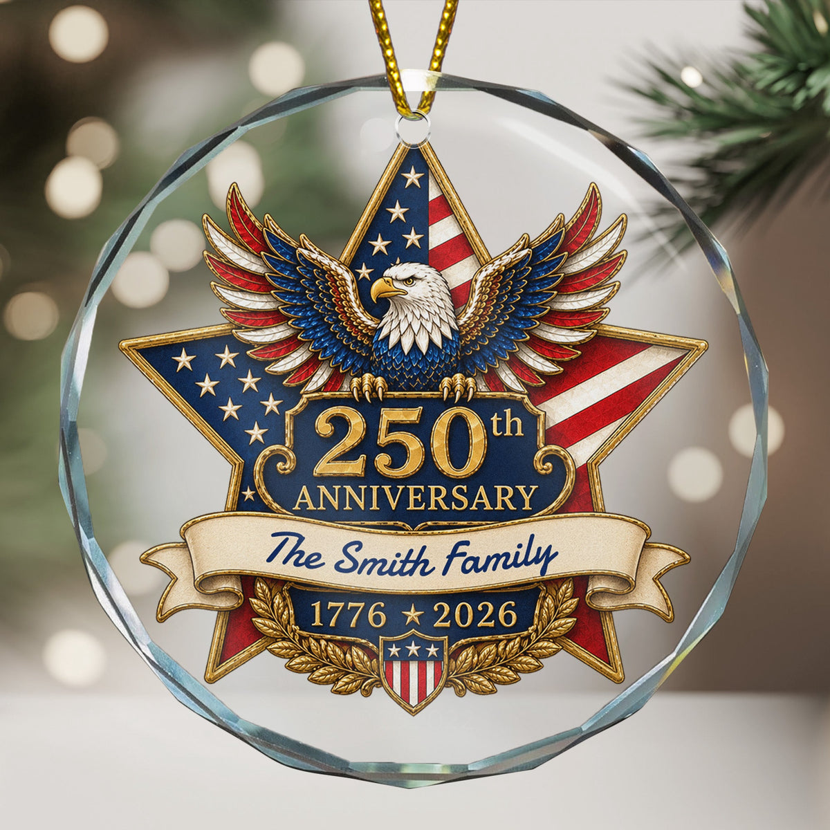 America 250Th Anniversary Christmas Gift For Family Mom Dad - Personalized Ornament