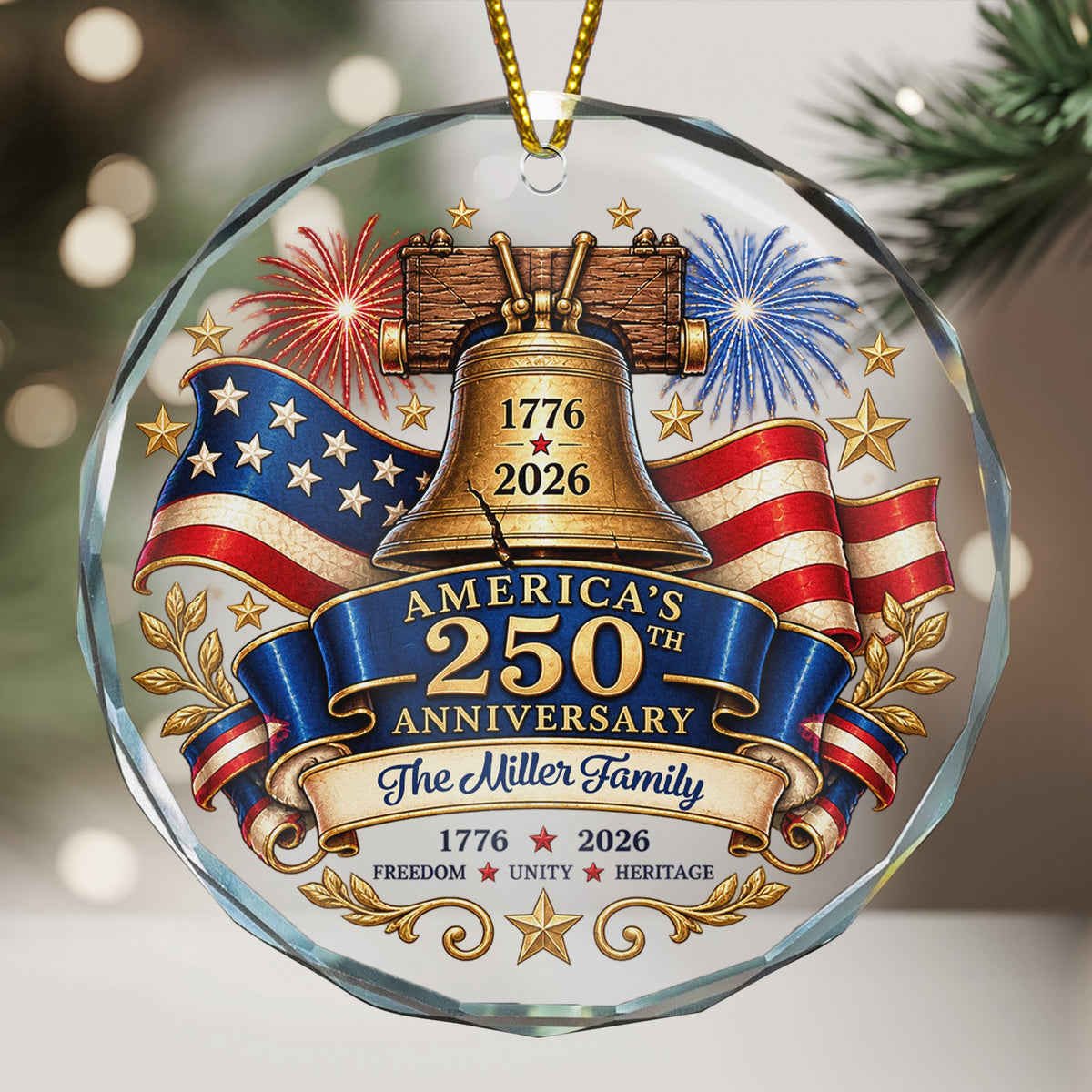 America 250Th Anniversary Christmas Gift For Family Mom Dad - Personalized Ornament