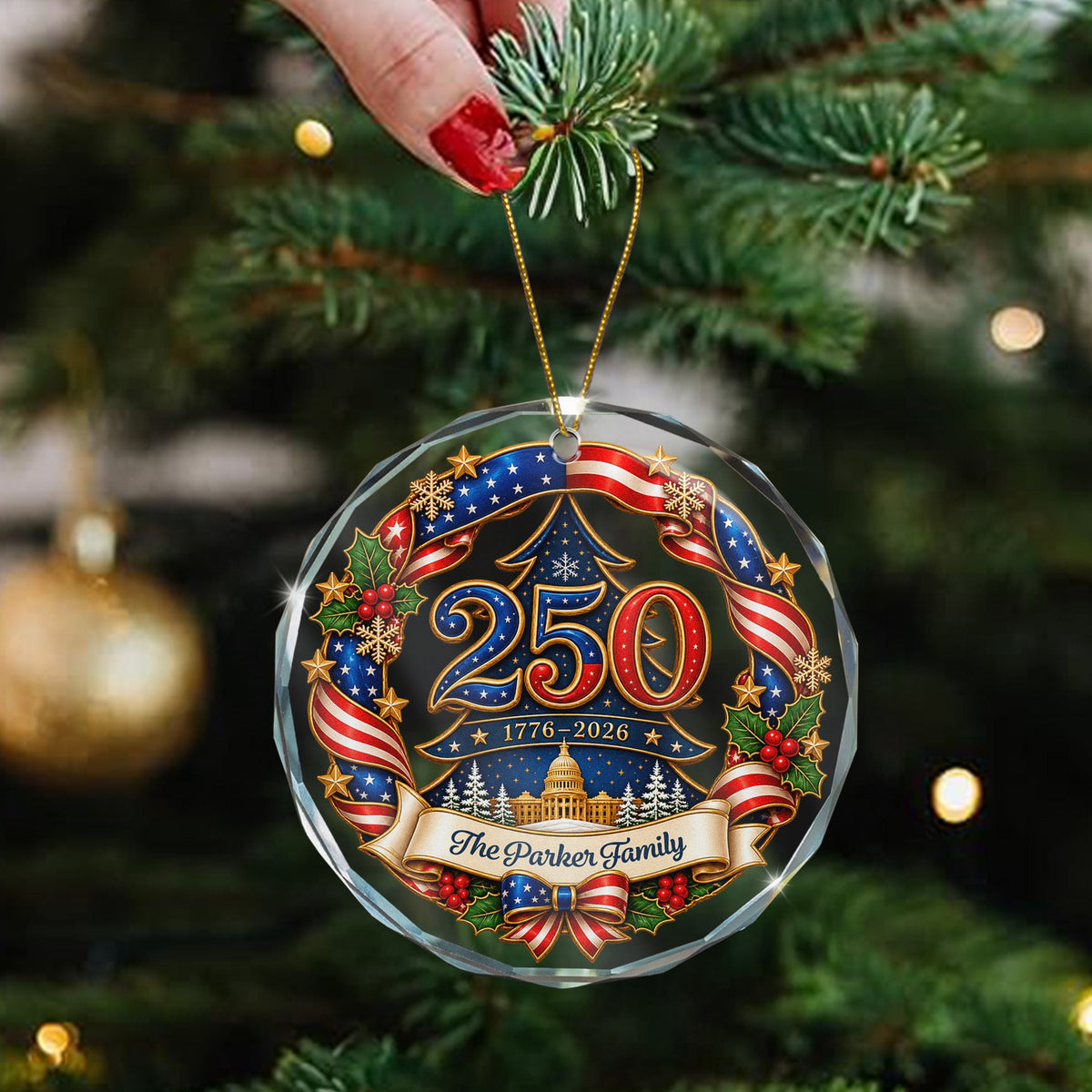 America 250Th Anniversary Christmas Gift For Family Mom Dad - Personalized Ornament