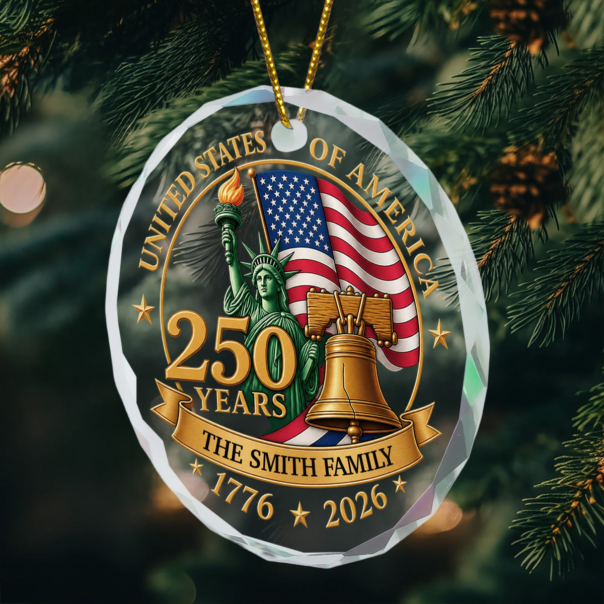 America 250Th Anniversary Christmas Gift For Family Mom Dad - Personalized Ornament
