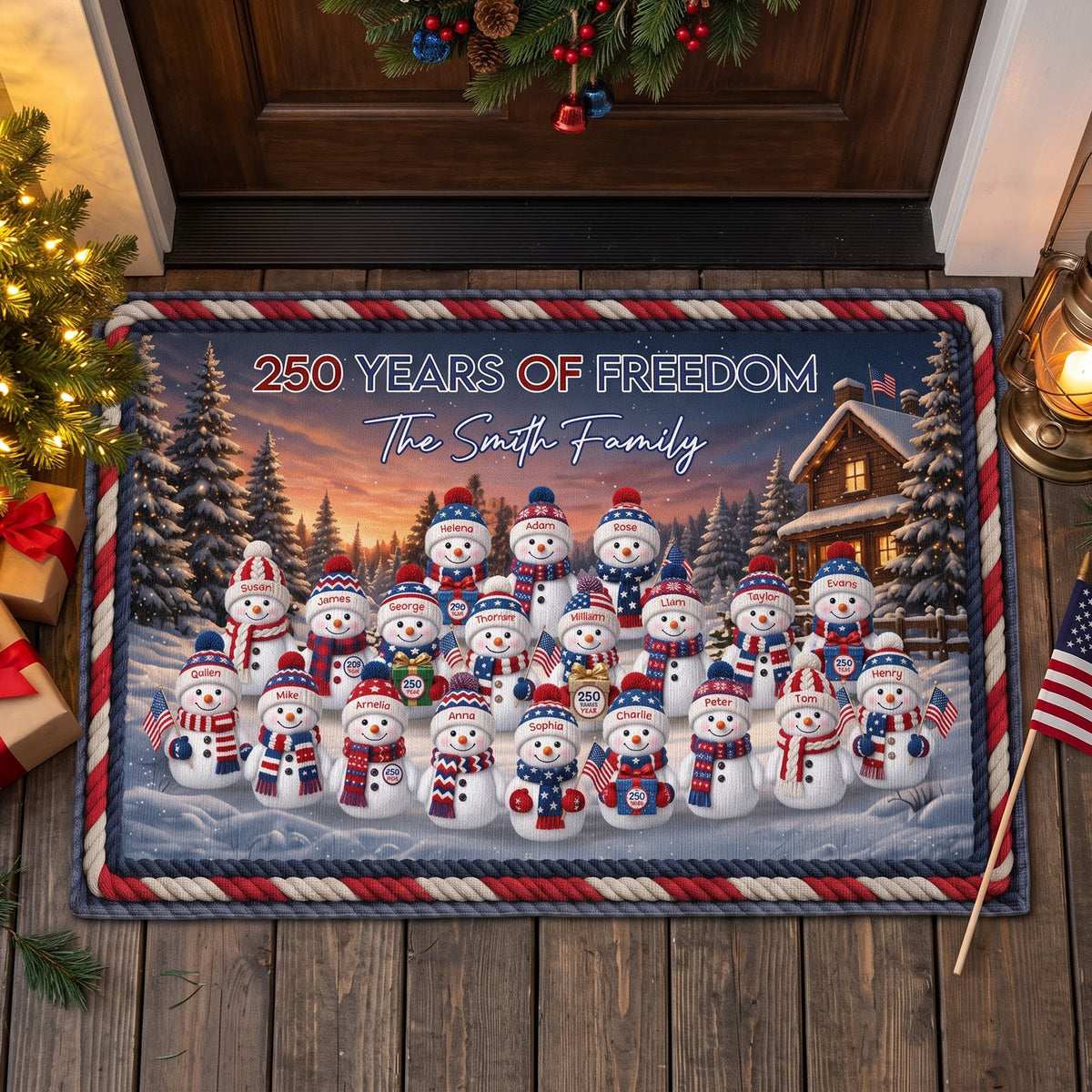America 250th Anniversary Christmas Gifts For Mom, Dad, Family - Personalized Doormat