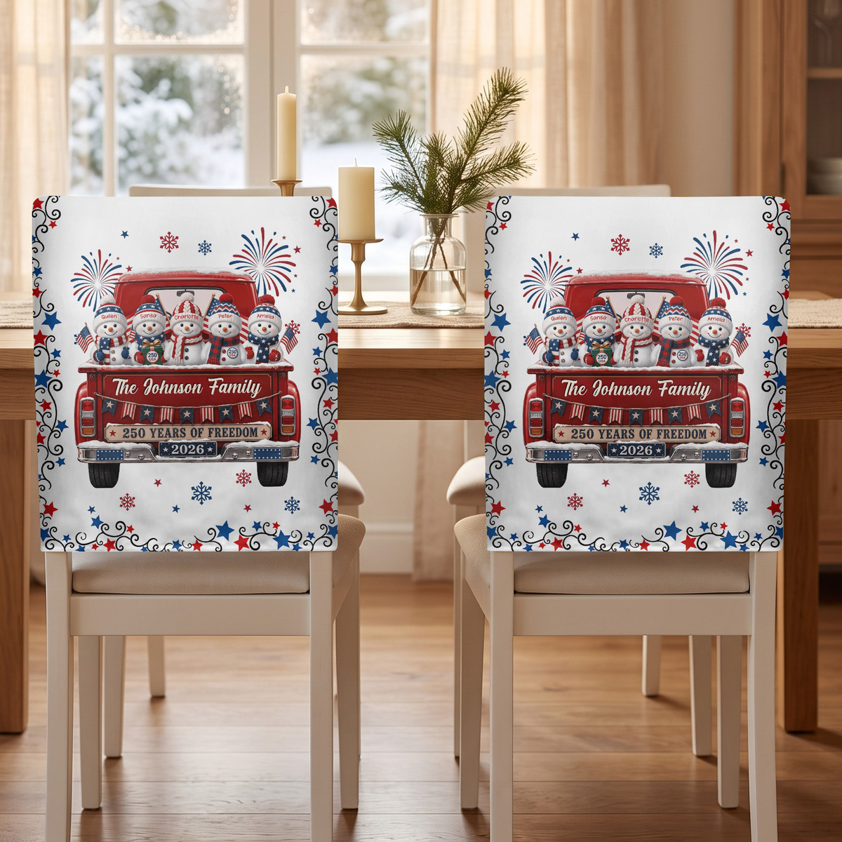 America 250Th Anniversary Christmas Gifts For Mom, Family - Personalized Chair Back Cover