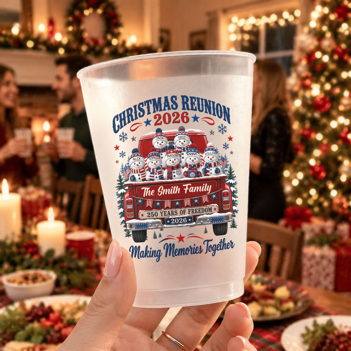 America 250th Anniversary Christmas Party Gathering Family, Grandparents - Personalized Cups