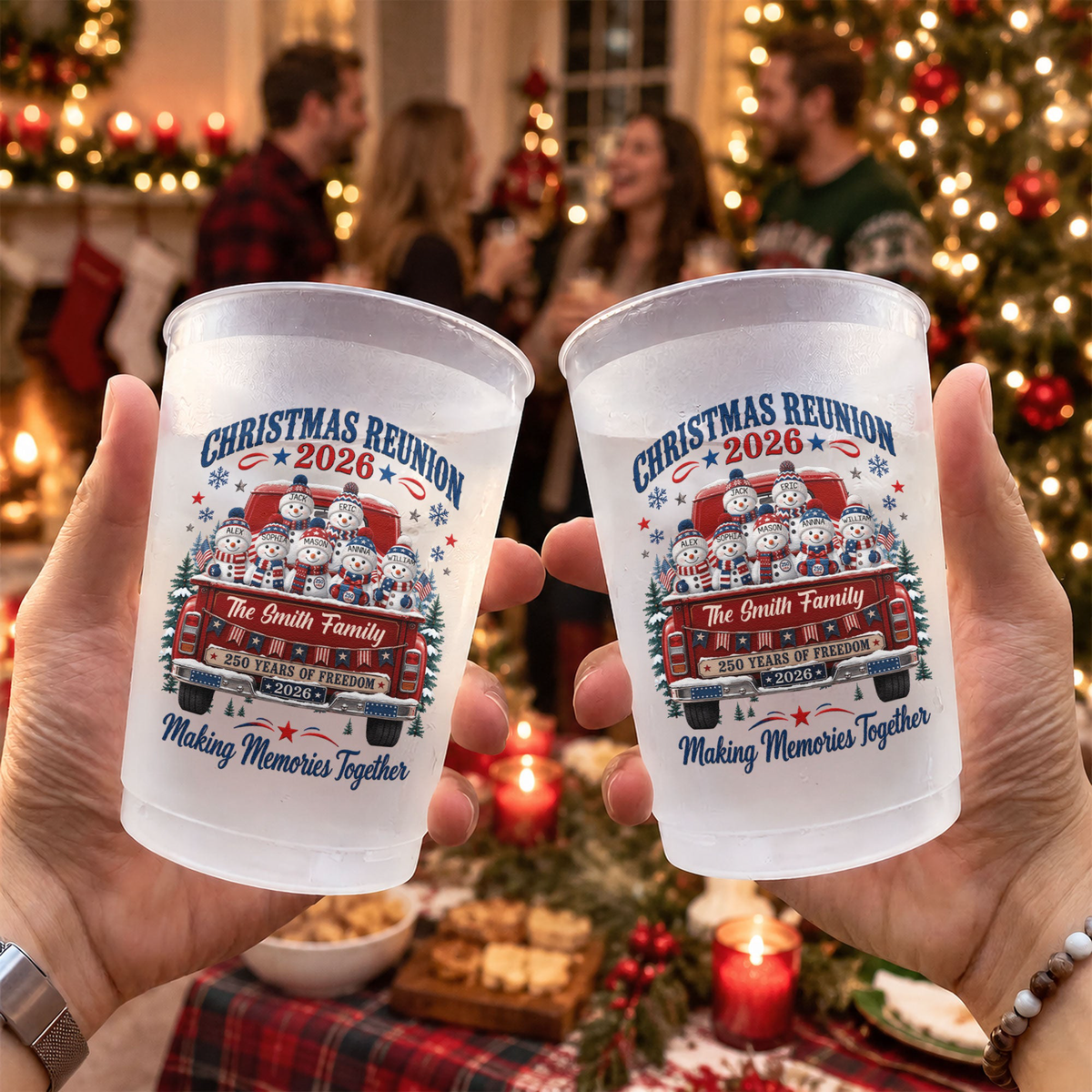 America 250th Anniversary Christmas Party Gathering Family, Grandparents - Personalized Cups