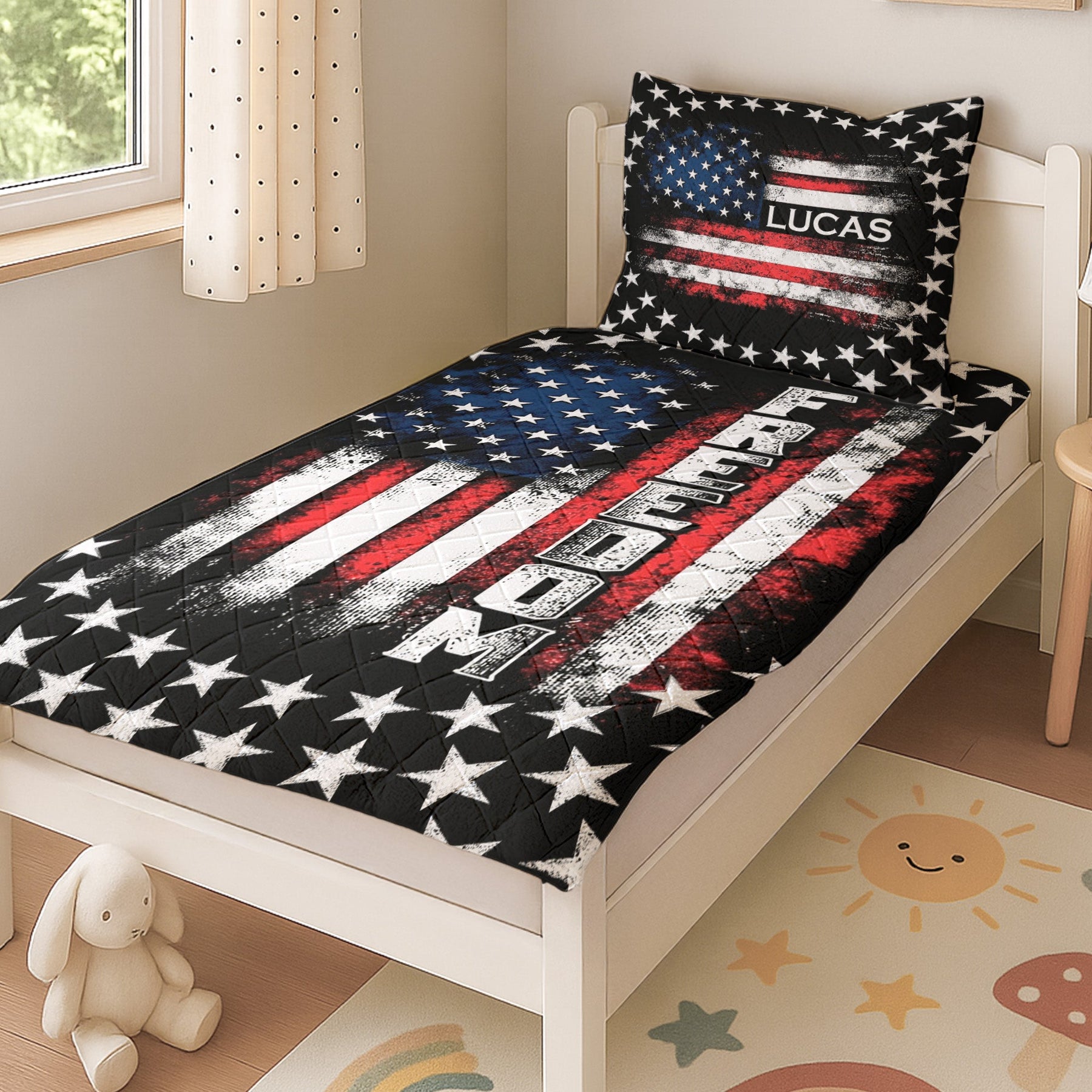 American Freedom Flag Patriotic Design - Custom Quilt Set
