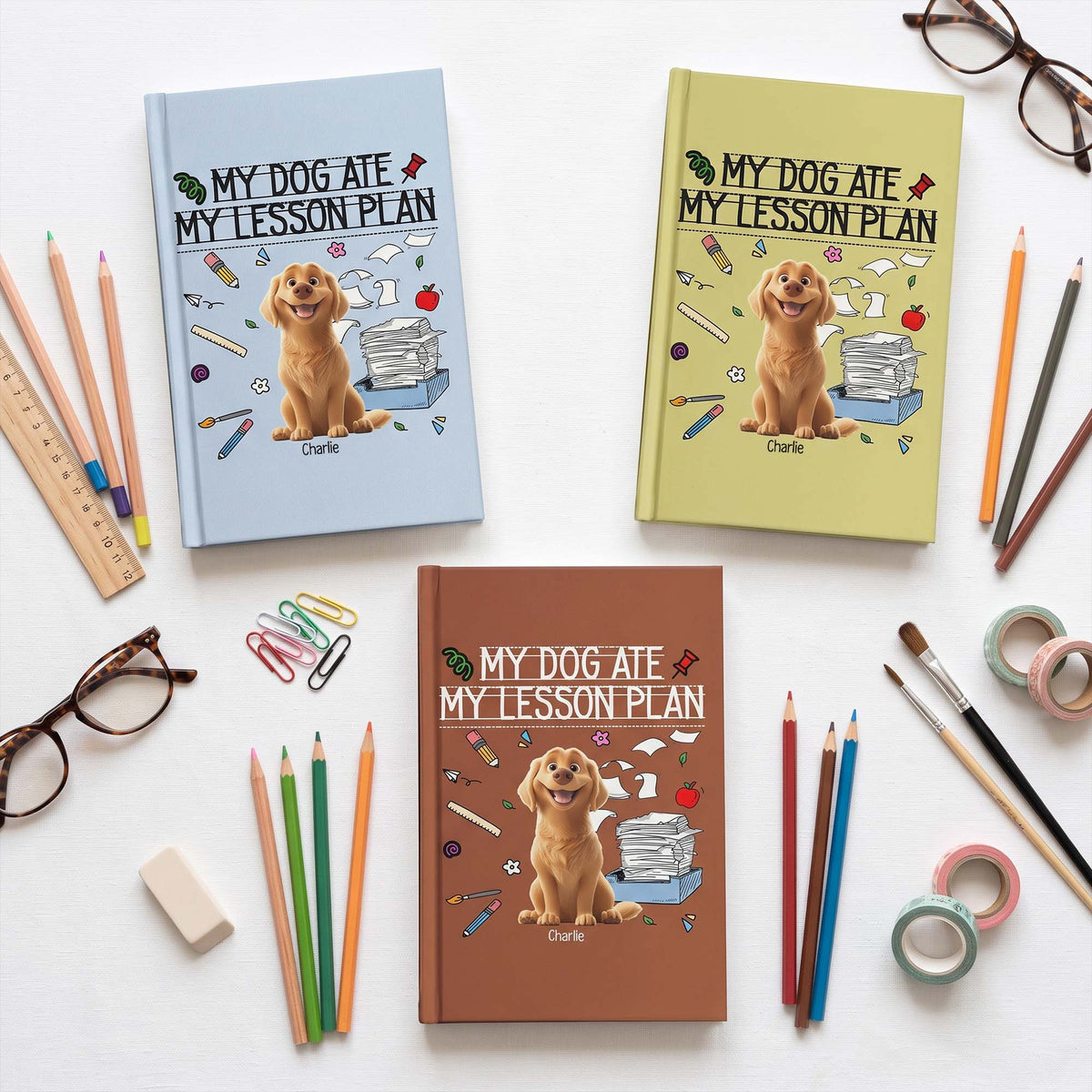 Back To School Teacher Gift My Dog Ate My Lesson Plan Notebook - Personalized Journal