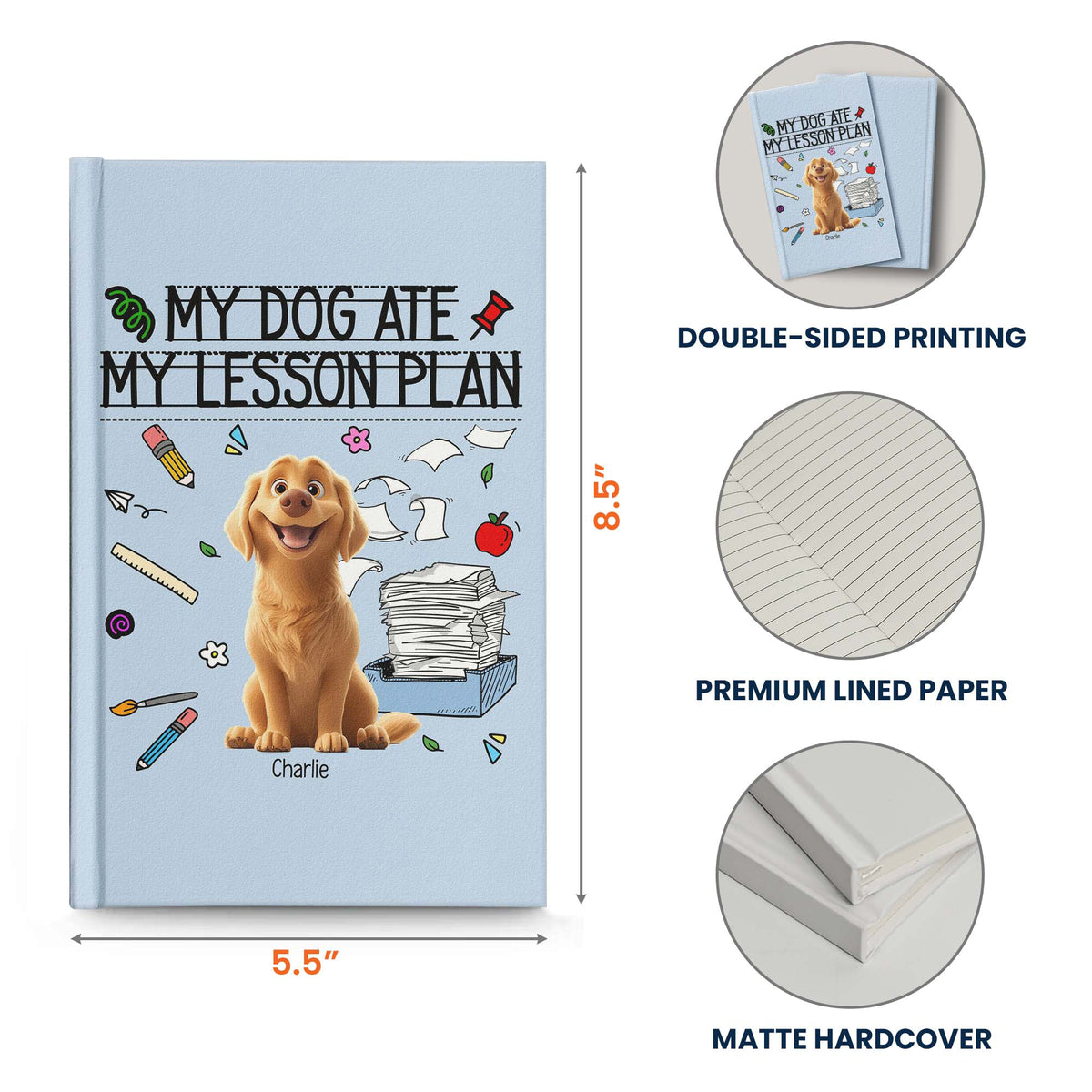 Back To School Teacher Gift My Dog Ate My Lesson Plan Notebook - Personalized Journal