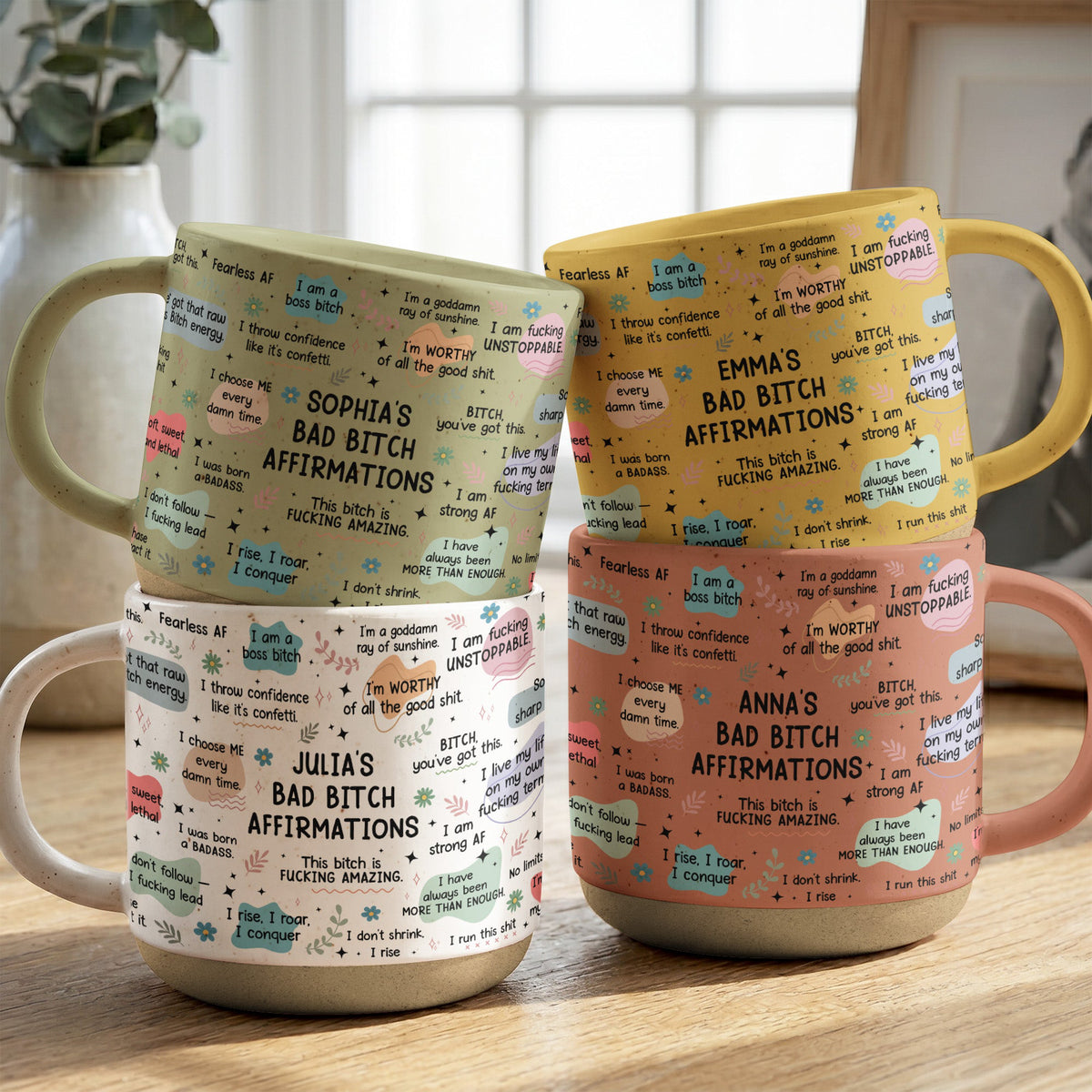 Bad B**ch Affirmations Custom Funny Gifts For Friends, Coworkers Gift For Her - Personalized Mug