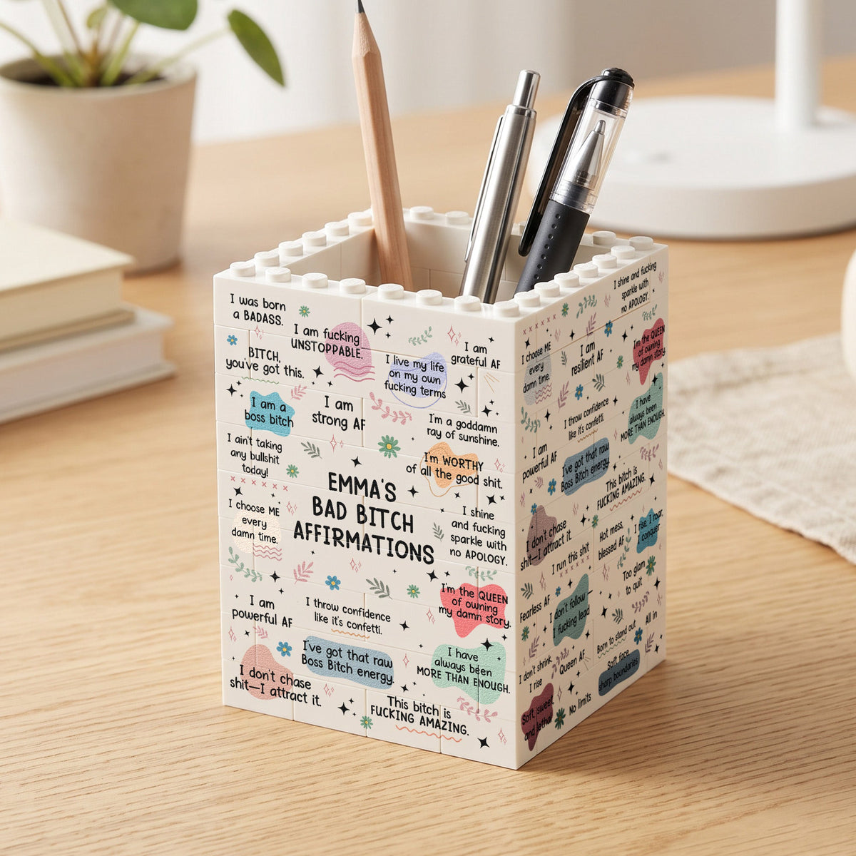 Bad B*tch Affirmations Gifts For Her, Coworkers, Friends - Personalized Pen Holder