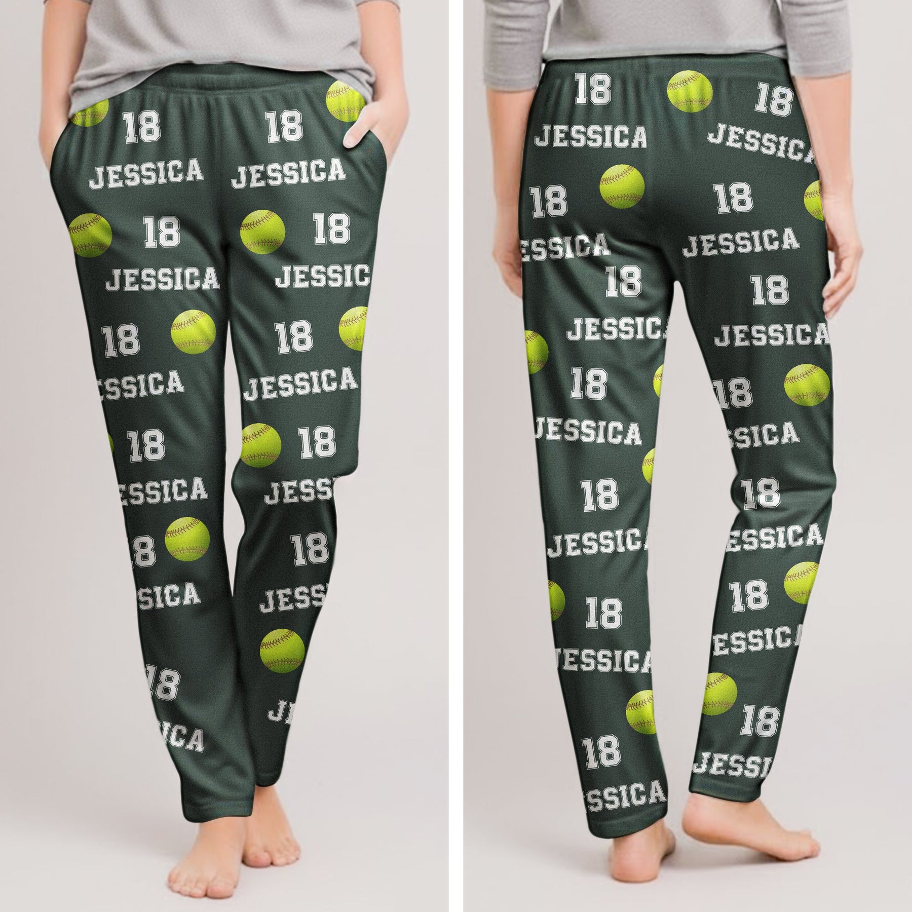 Softball Custom Name, Number - Personalized Sweatpants - Lounge Pants With Pockets, Custom Pajama Pants, Jogger Sweatpants, Gift For Her