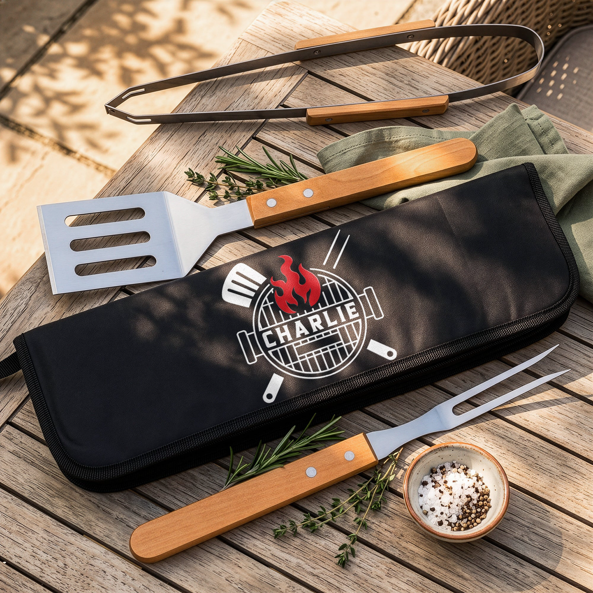 Bbq Monogram, Custom Name Gift For Grill Master - Personalized BBQ Tool Set
