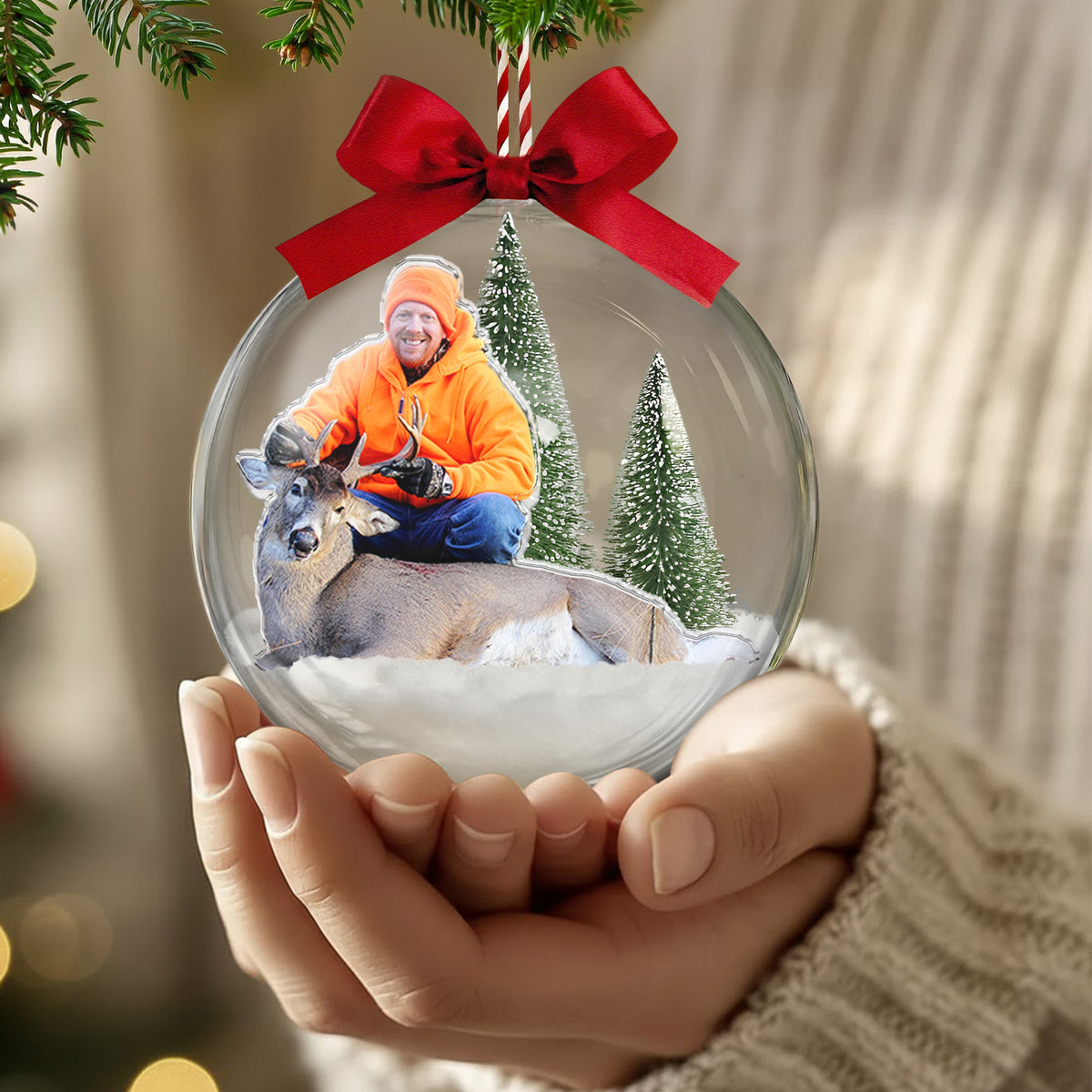 Best Buckin' Papa Ever - Personalized Christmas Ball Photo Ornament