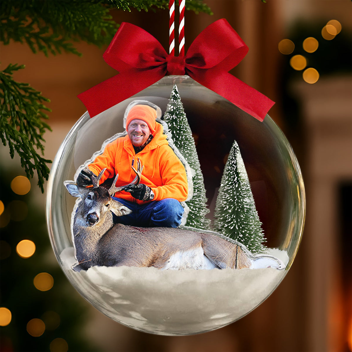 Best Buckin' Papa Ever - Personalized Christmas Ball Photo Ornament