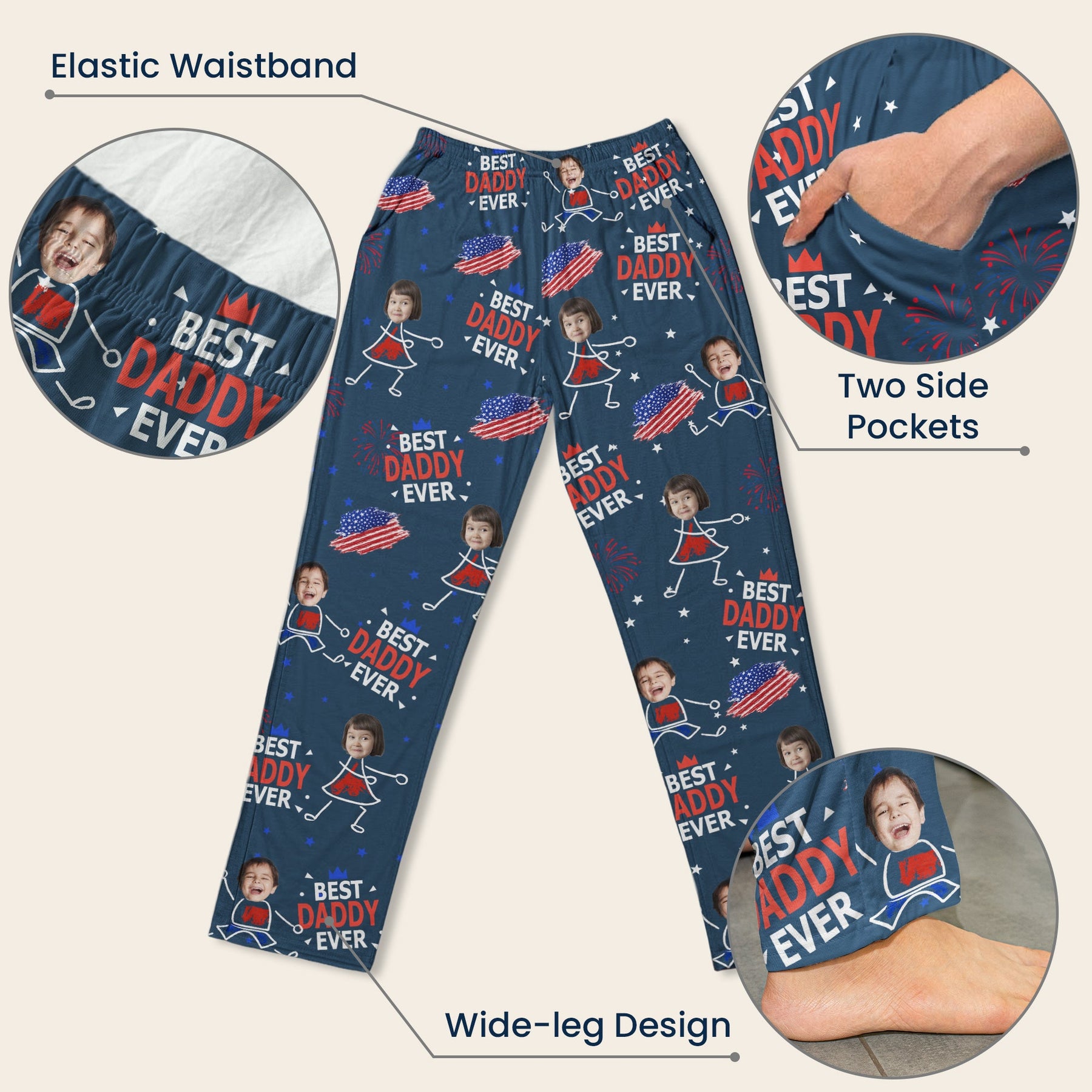 Best Dad Grandpa Ever Custom Photo - Personalized Lounge Pants