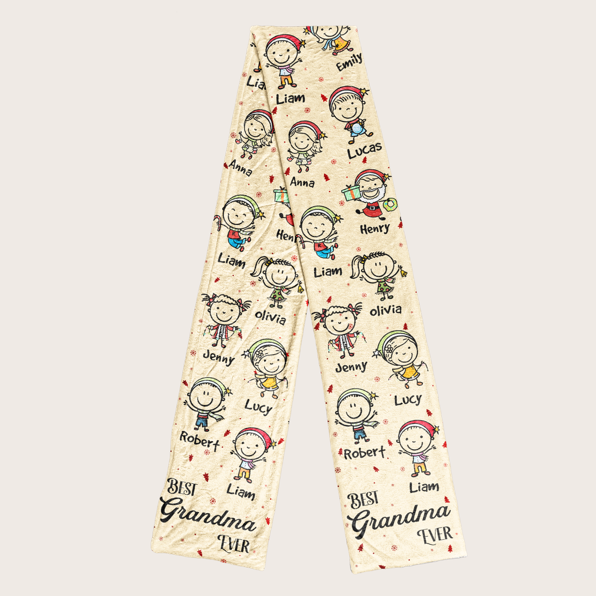Best Grandma Ever Doodle Christmas - Personalized Scarf
