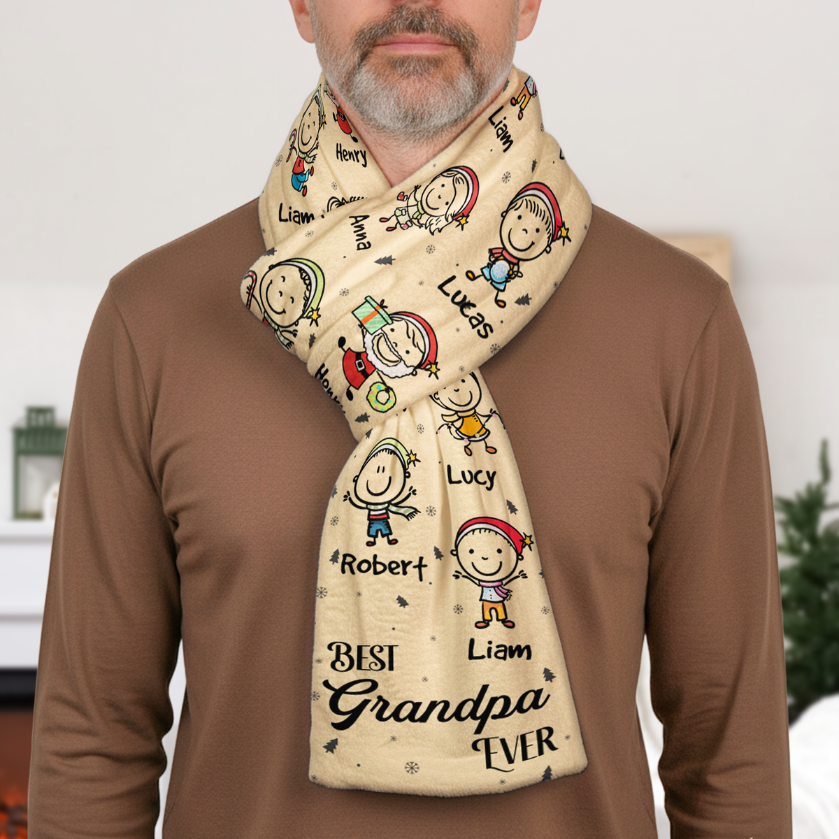 Best Grandma Ever Doodle Christmas - Personalized Scarf