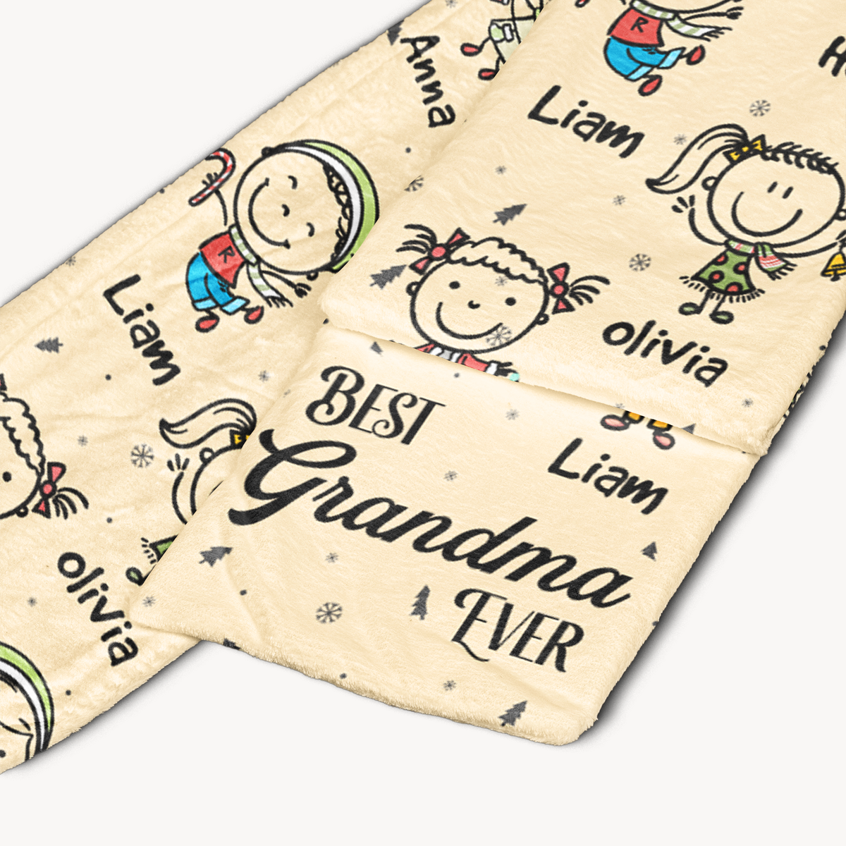 Best Grandma Ever Doodle Christmas - Personalized Scarf