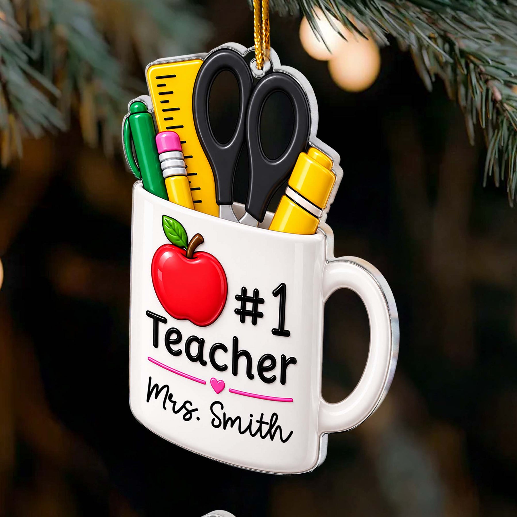 Best Teacher Mug - Personalized Ornament