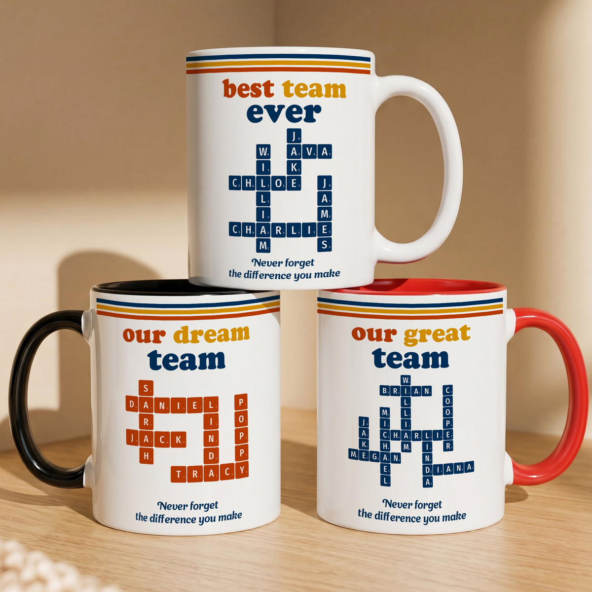 Best Team Ever Custom Name Scrabble Vintage Style - Personalized Mug