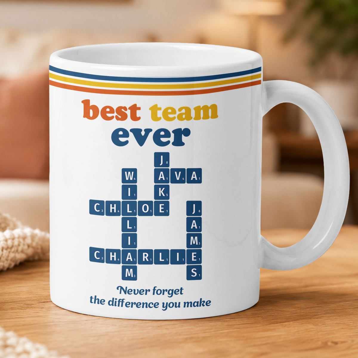Best Team Ever Custom Name Scrabble Vintage Style - Personalized Mug
