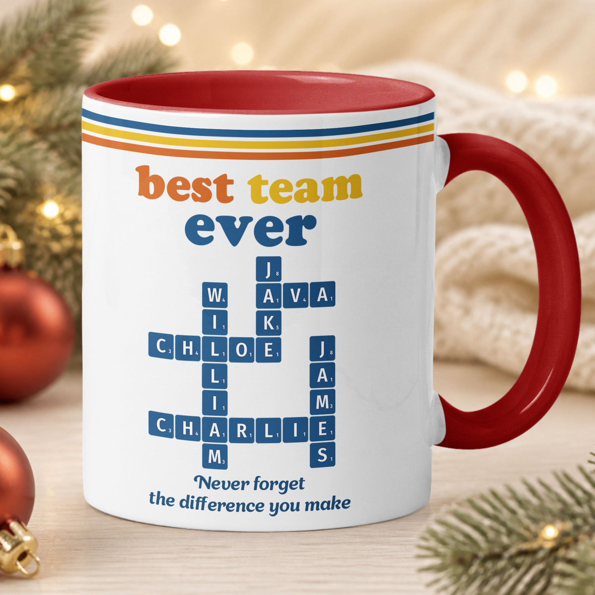 Best Team Ever Custom Name Scrabble Vintage Style - Personalized Mug
