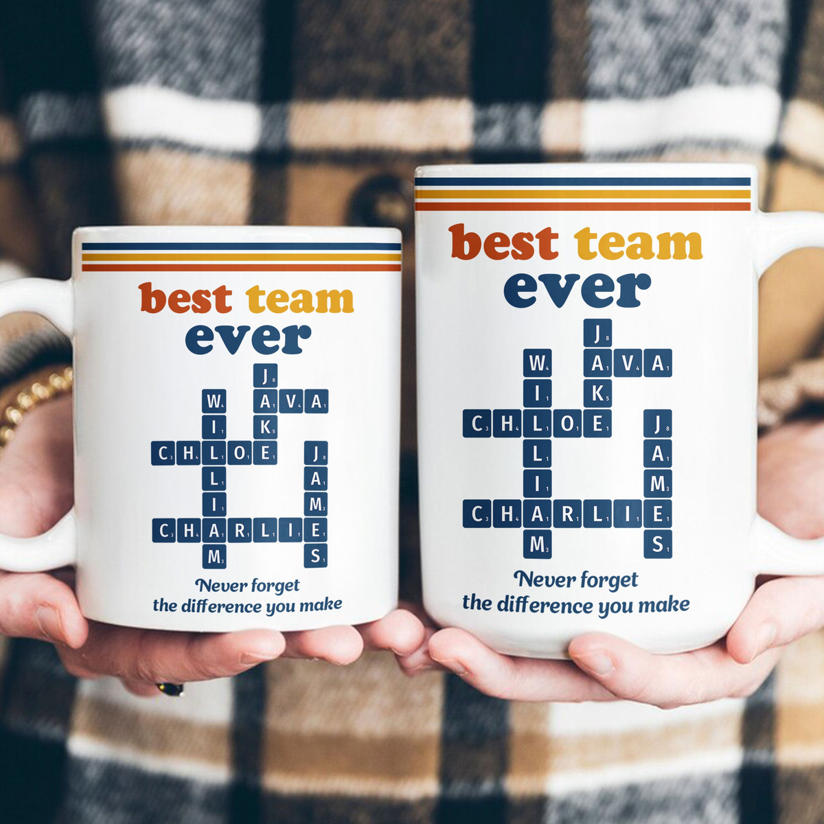 Best Team Ever Custom Name Scrabble Vintage Style - Personalized Mug
