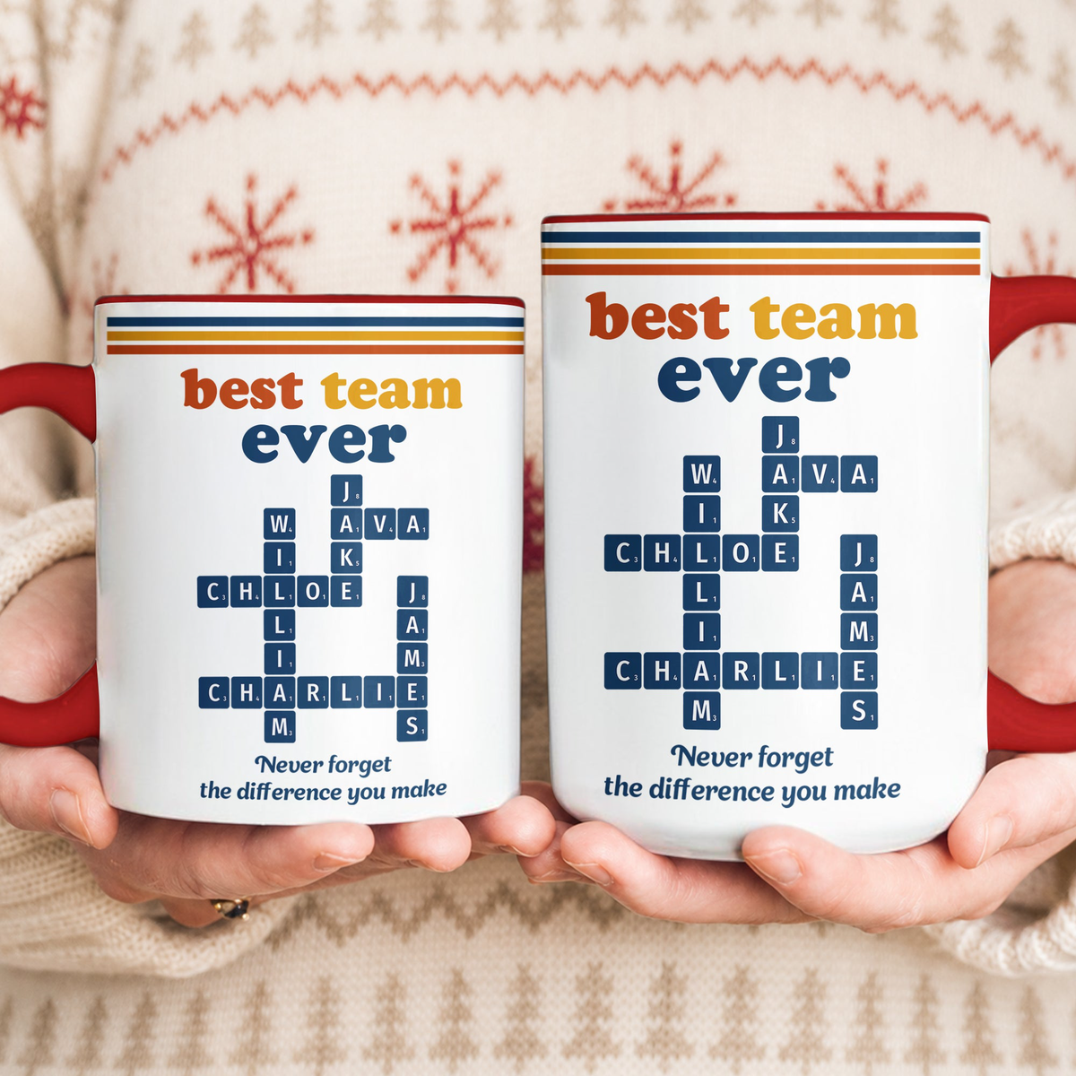 Best Team Ever Custom Name Scrabble Vintage Style - Personalized Mug