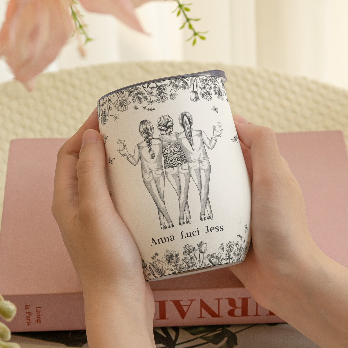 Besties, Alcohol Tolerating, Bonding Over, Keeping Each Other Sane - Personalized Wine Tumbler