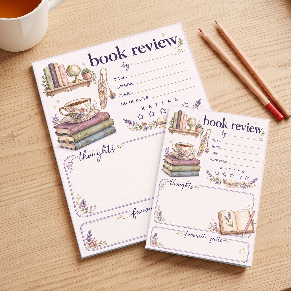 Book Review Gift For Book Lovers, Book Worm - Personalized Notepad