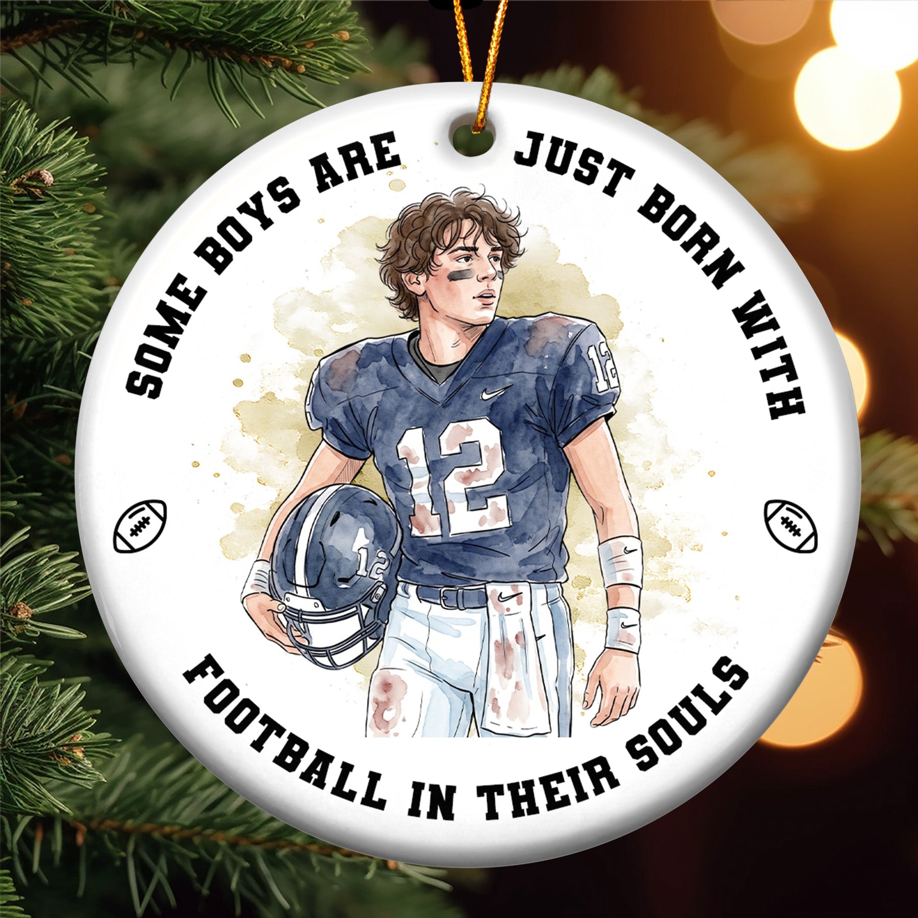 Born With Sport In Their A Souls Christmas Gift For Baseball, Soccer, Basketball, Hockey, Football Kids - Personalized Ornament
