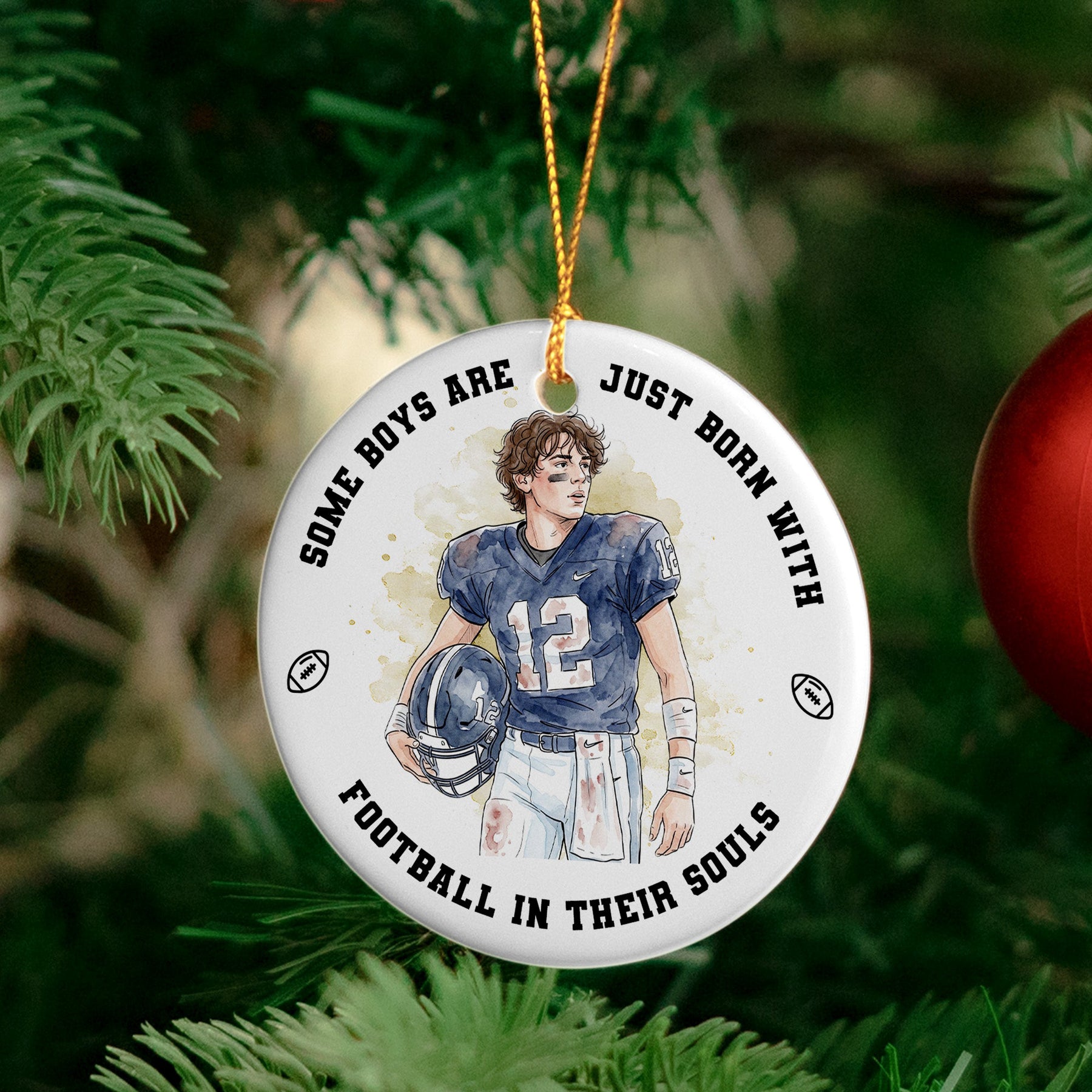 Born With Sport In Their A Souls Christmas Gift For Baseball, Soccer, Basketball, Hockey, Football Kids - Personalized Ornament