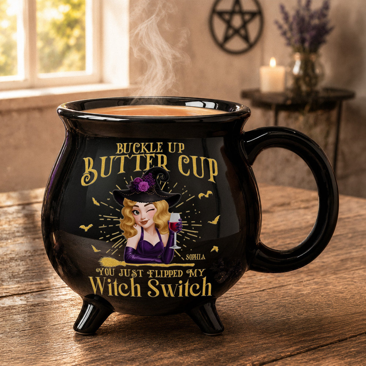 Buckle Up Butter Cup You Just Flipped My Witch Switch Halloween - Personalized Mug