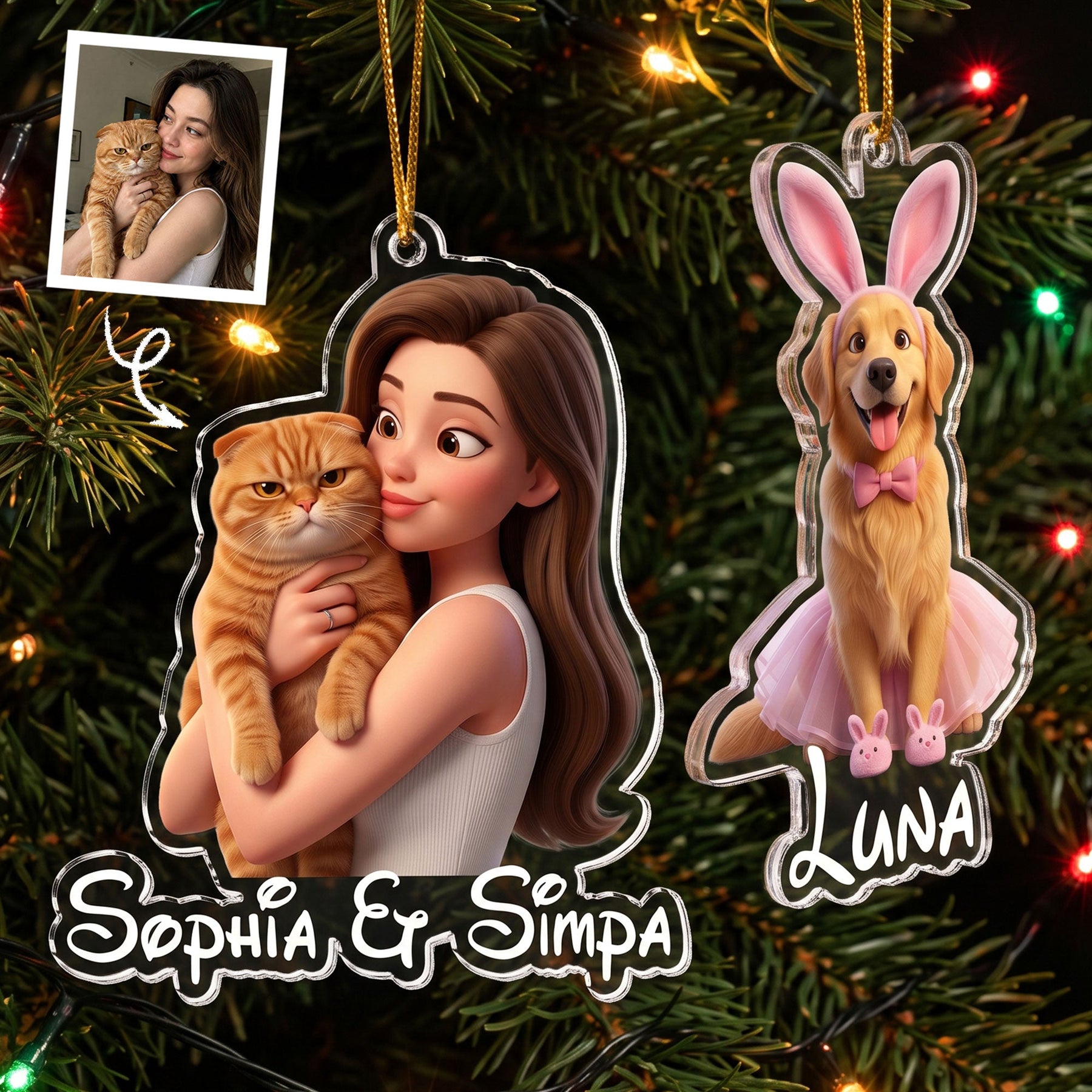 Cartoon Your Pet - Gifts For Dog Mom, Cat Mom - Personalized Ornament