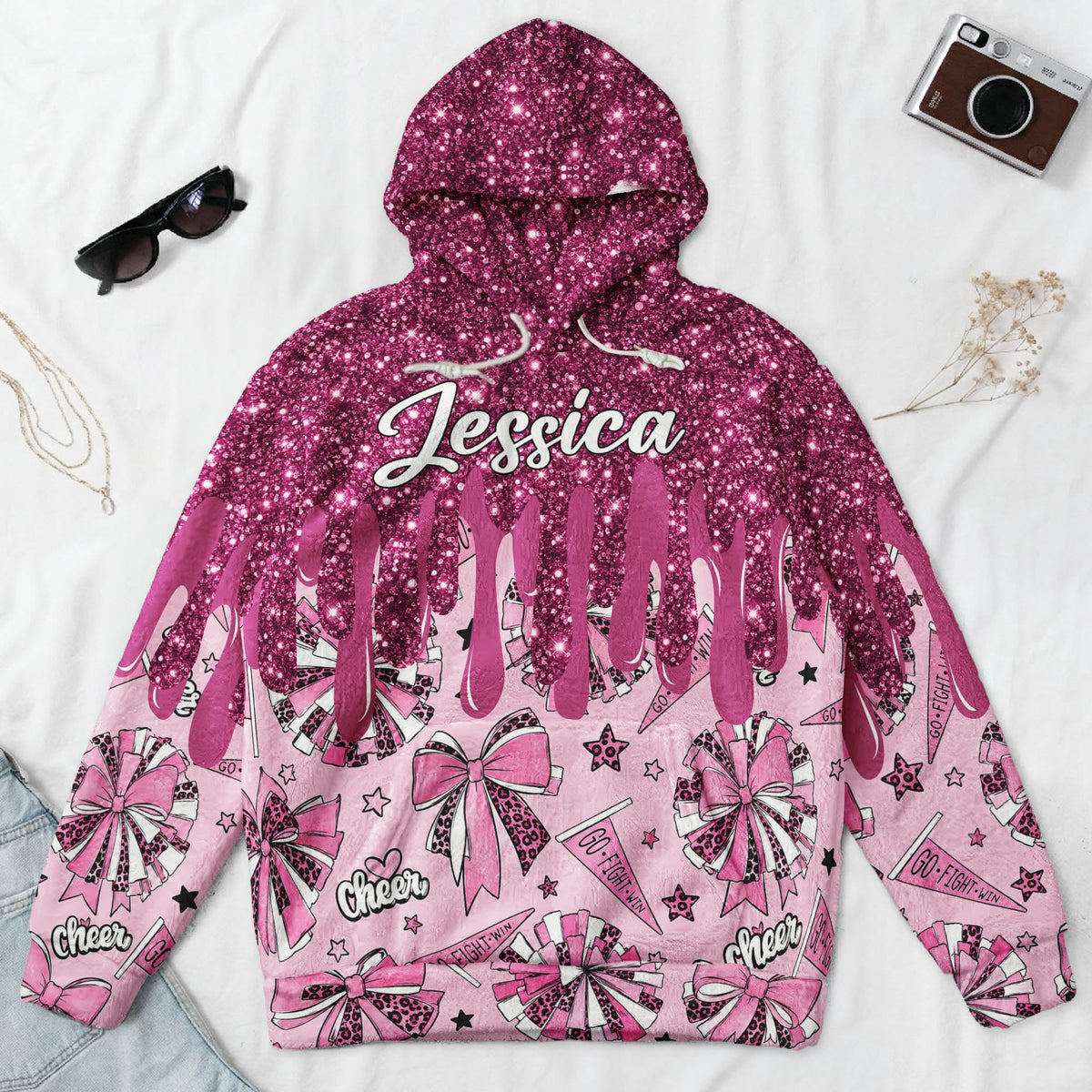 Cheerleader Glitter Drip - Personalized Hoodie