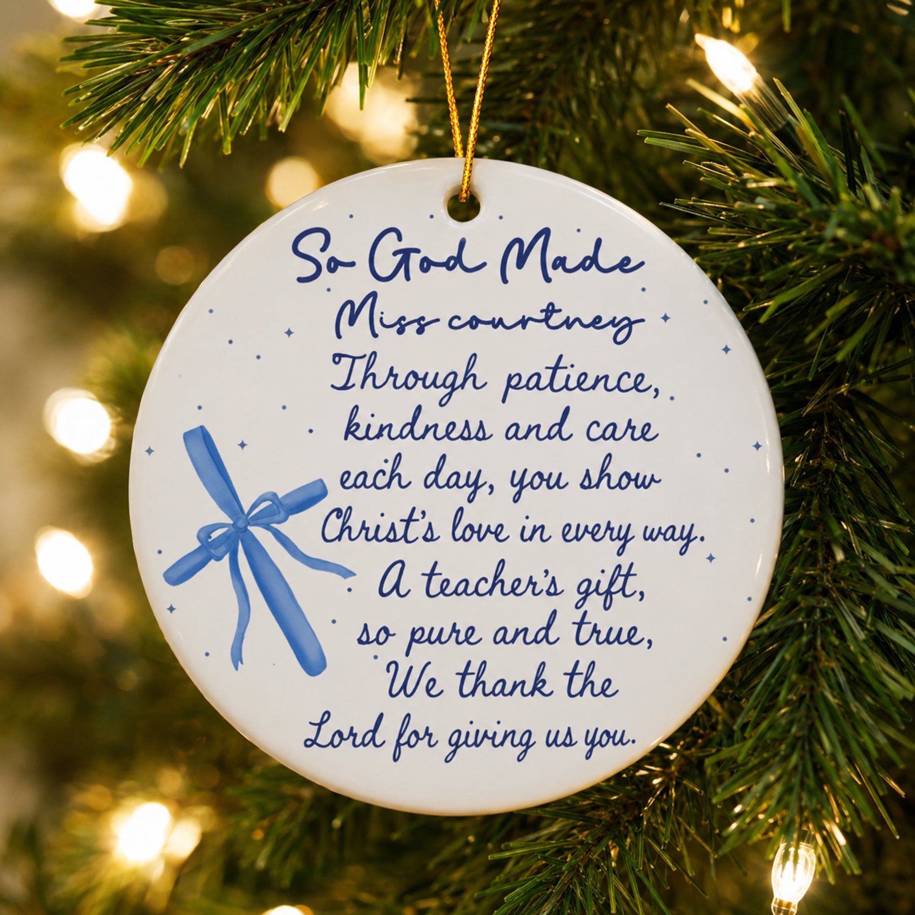 Christian Teacher Gift Custom Teacher Appreciation Thank You Gift - Personalized Ornament