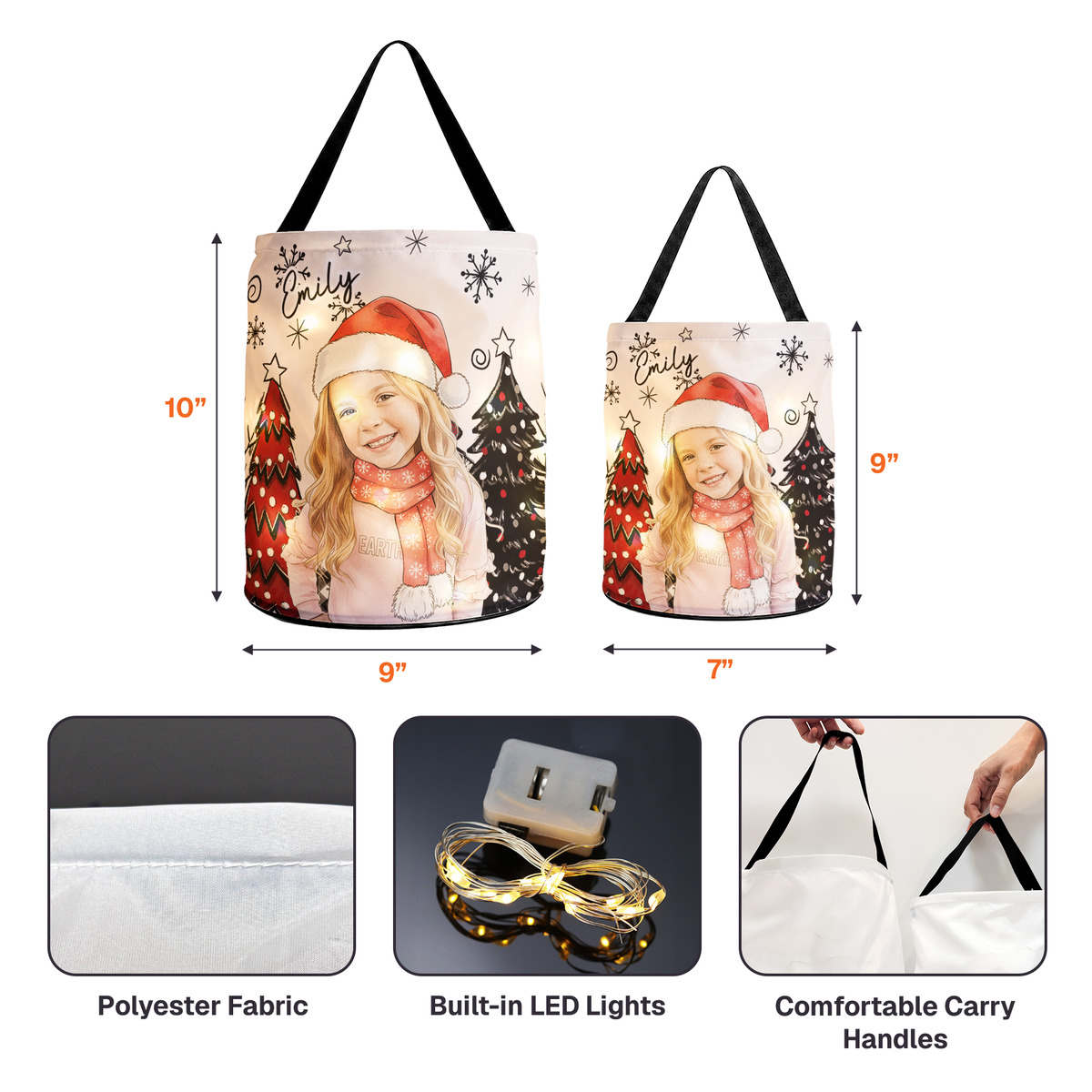 Christmas Basket Custom Photo Watercolor Art Gifts For Kids - Personalized Basket
