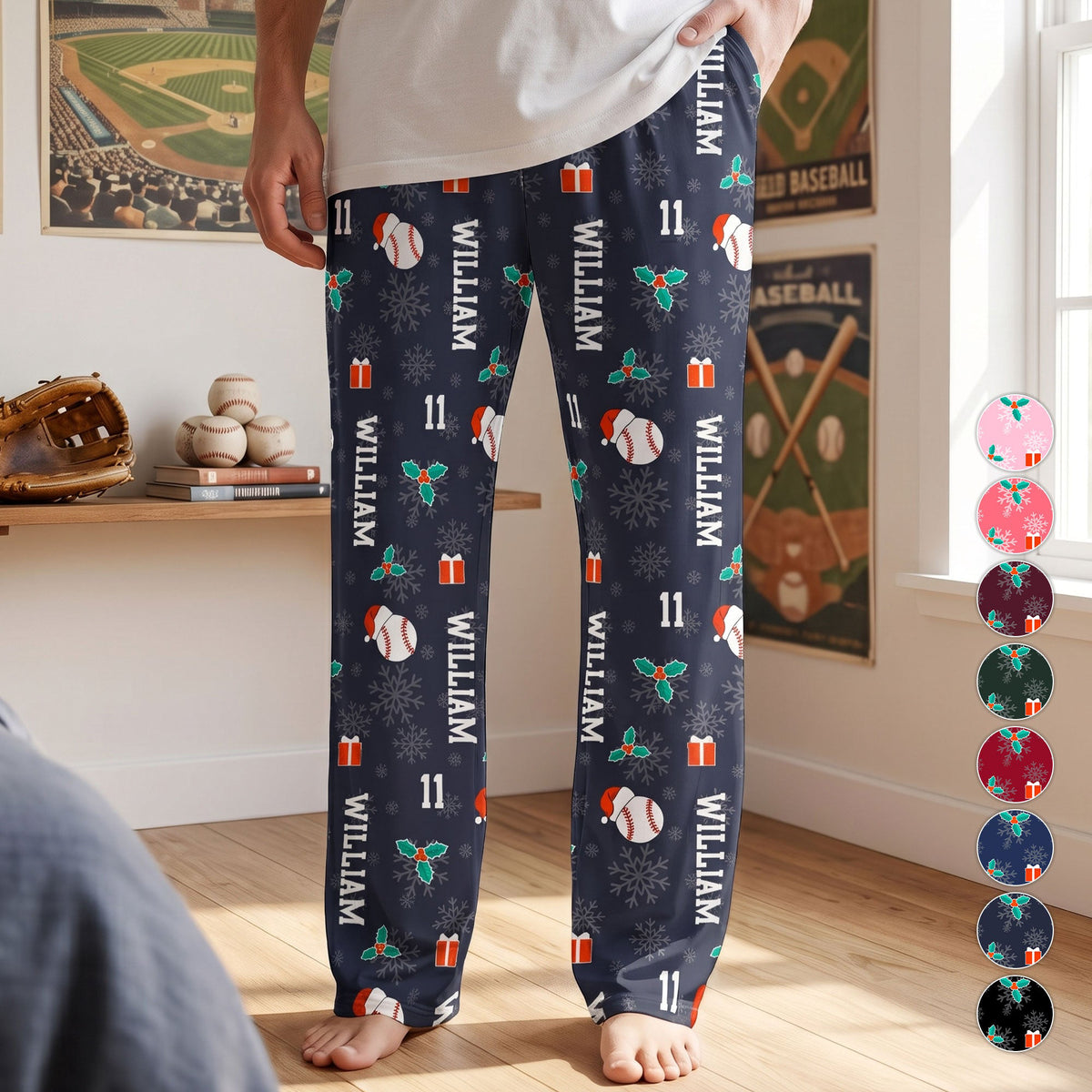 Christmas Gift Custom Name & Number For Baseball Lovers - Personalized Lounge Pants