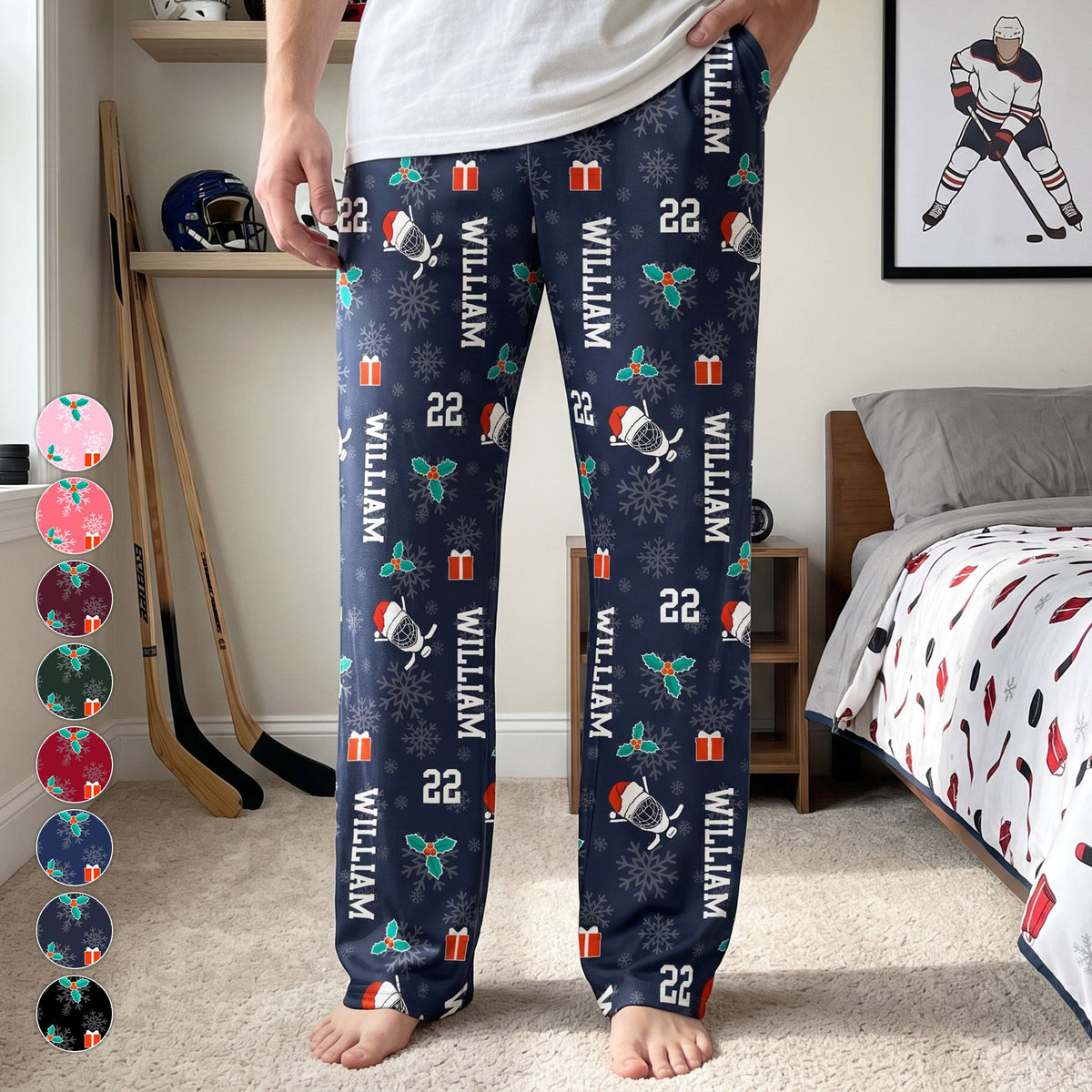 Christmas Gift Custom Name & Number For Hockey Lovers - Personalized Lounge Pants
