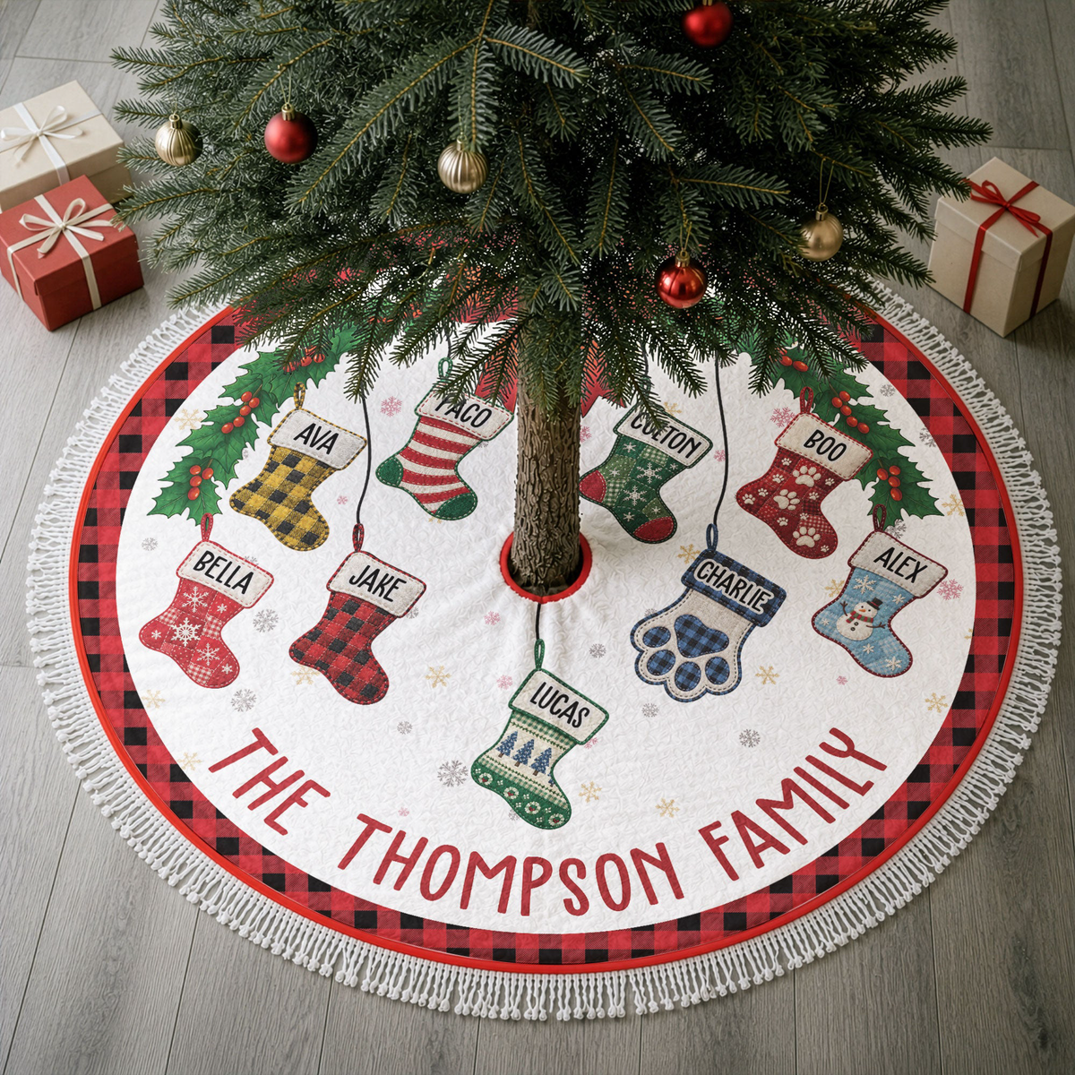 Christmas Together Family Stocking - Personalized Tree Skirt