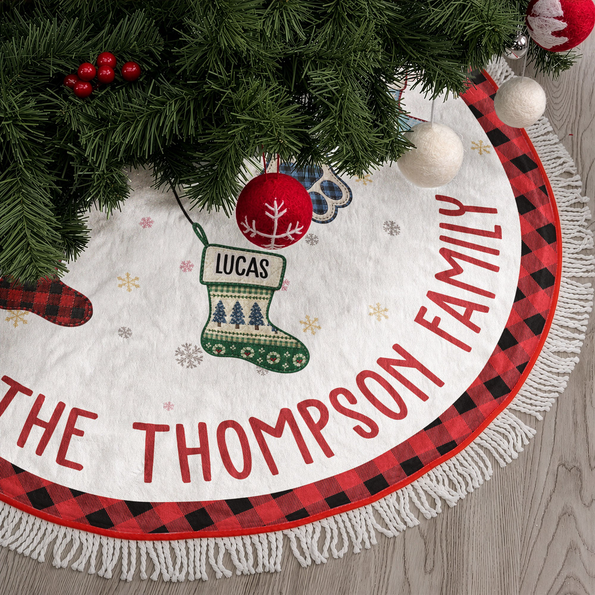 Christmas Together Family Stocking - Personalized Tree Skirt