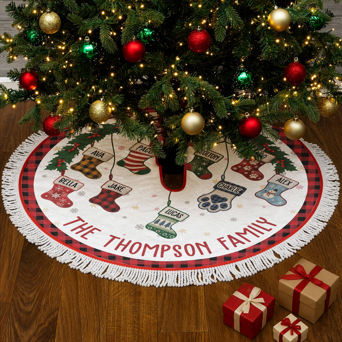 Christmas Together Family Stocking - Personalized Tree Skirt