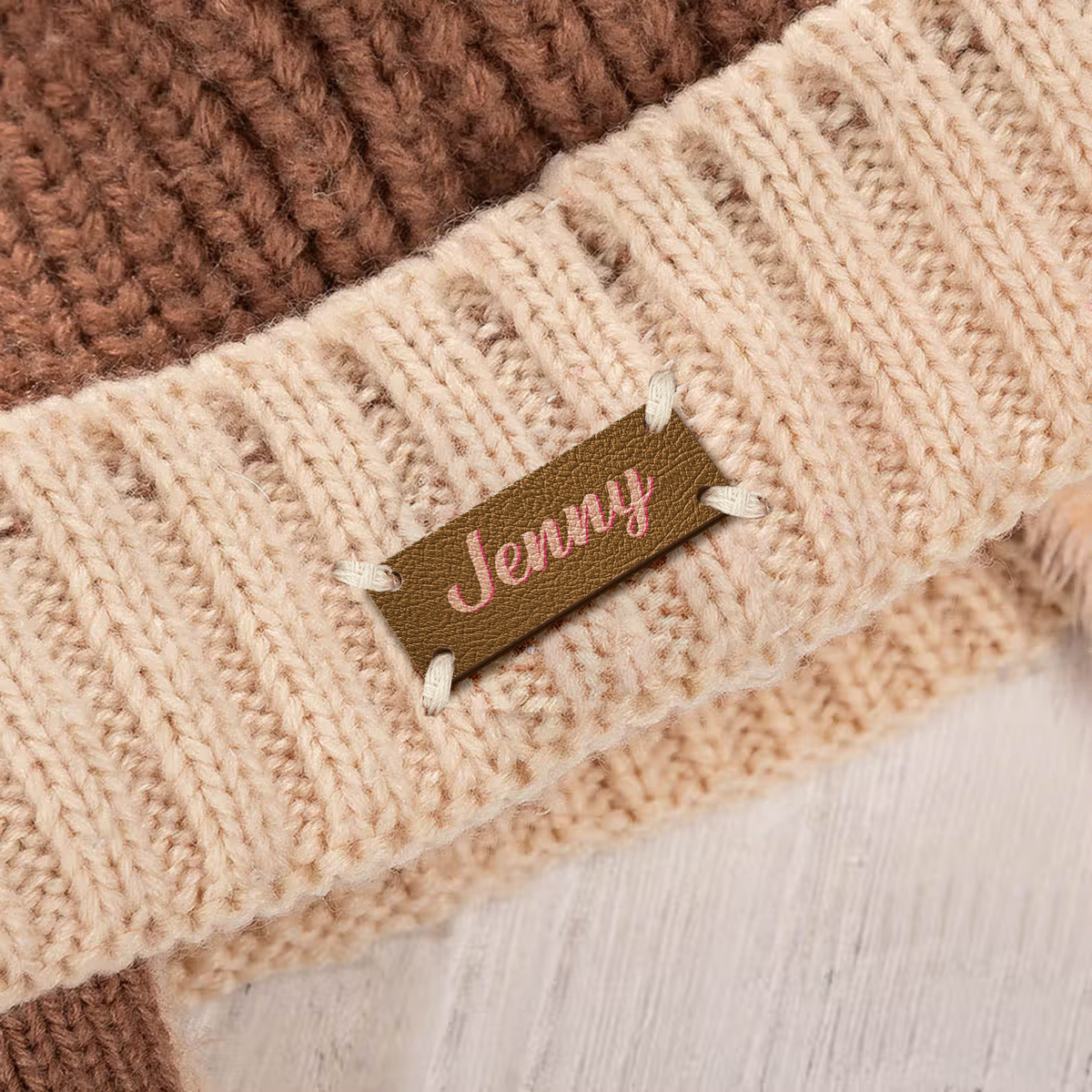 Colorful Name, Stitch-On Label Gift For Craft Women, Girl - Personalized Leather Buttons