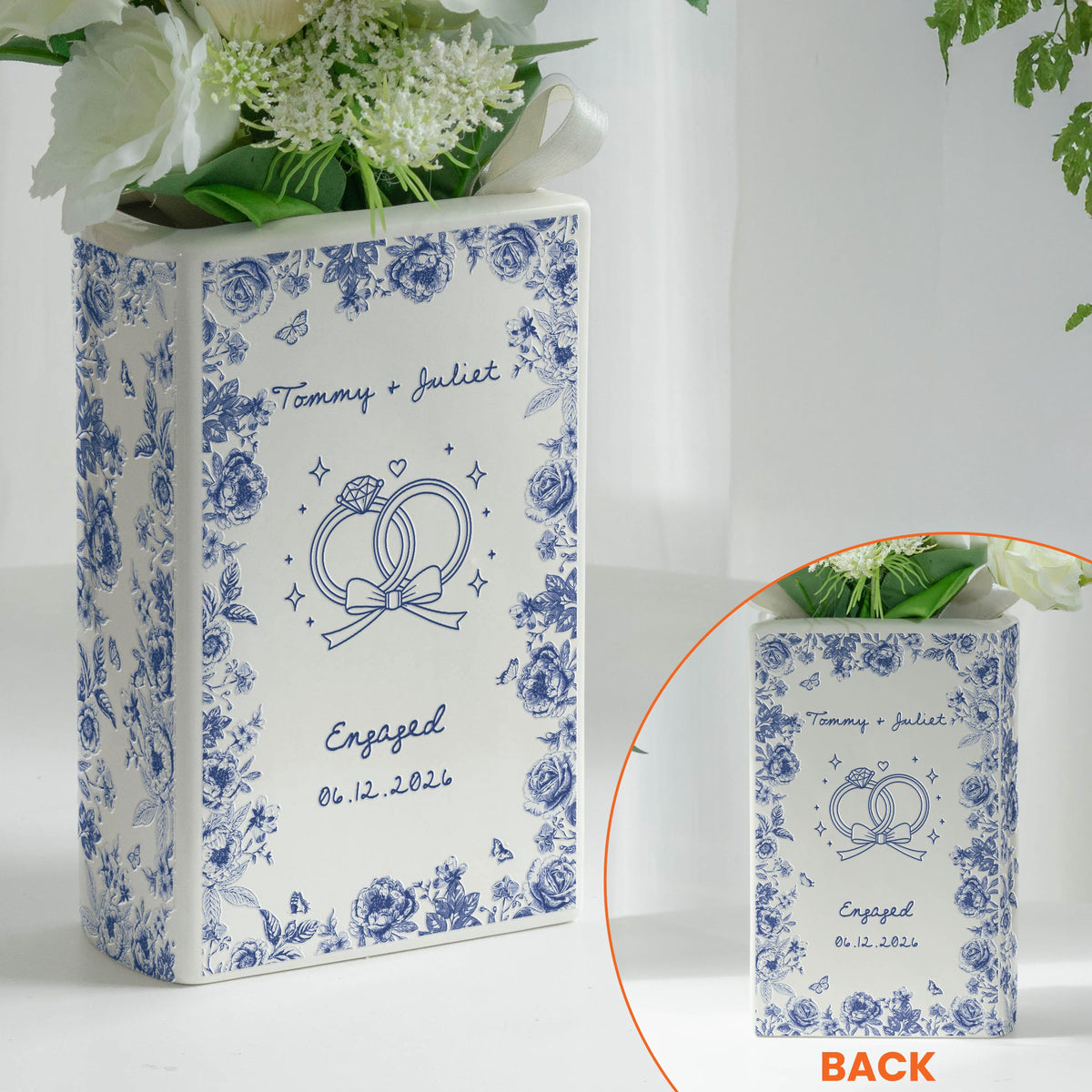Couple Wedding Gifts Toile De Jouy Style - Personalized Vase