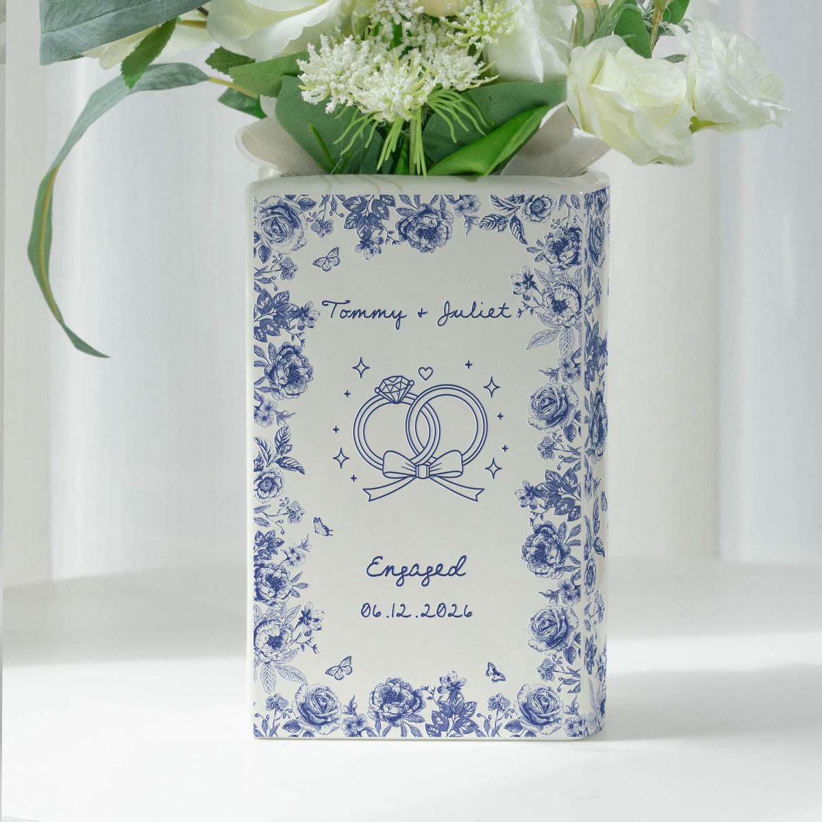 Couple Wedding Gifts Toile De Jouy Style - Personalized Vase
